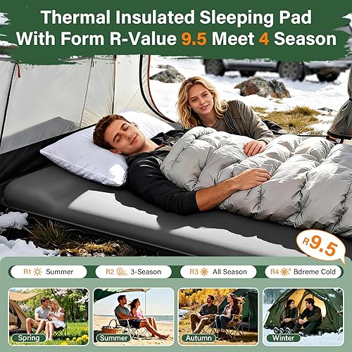 Miniatura 6 de HiiPeak Colchoneta de dormir doble para acampar con bomba eléctrica, 3 pulgadas de grosor, almohadilla de colchón de espuma viscoelástica