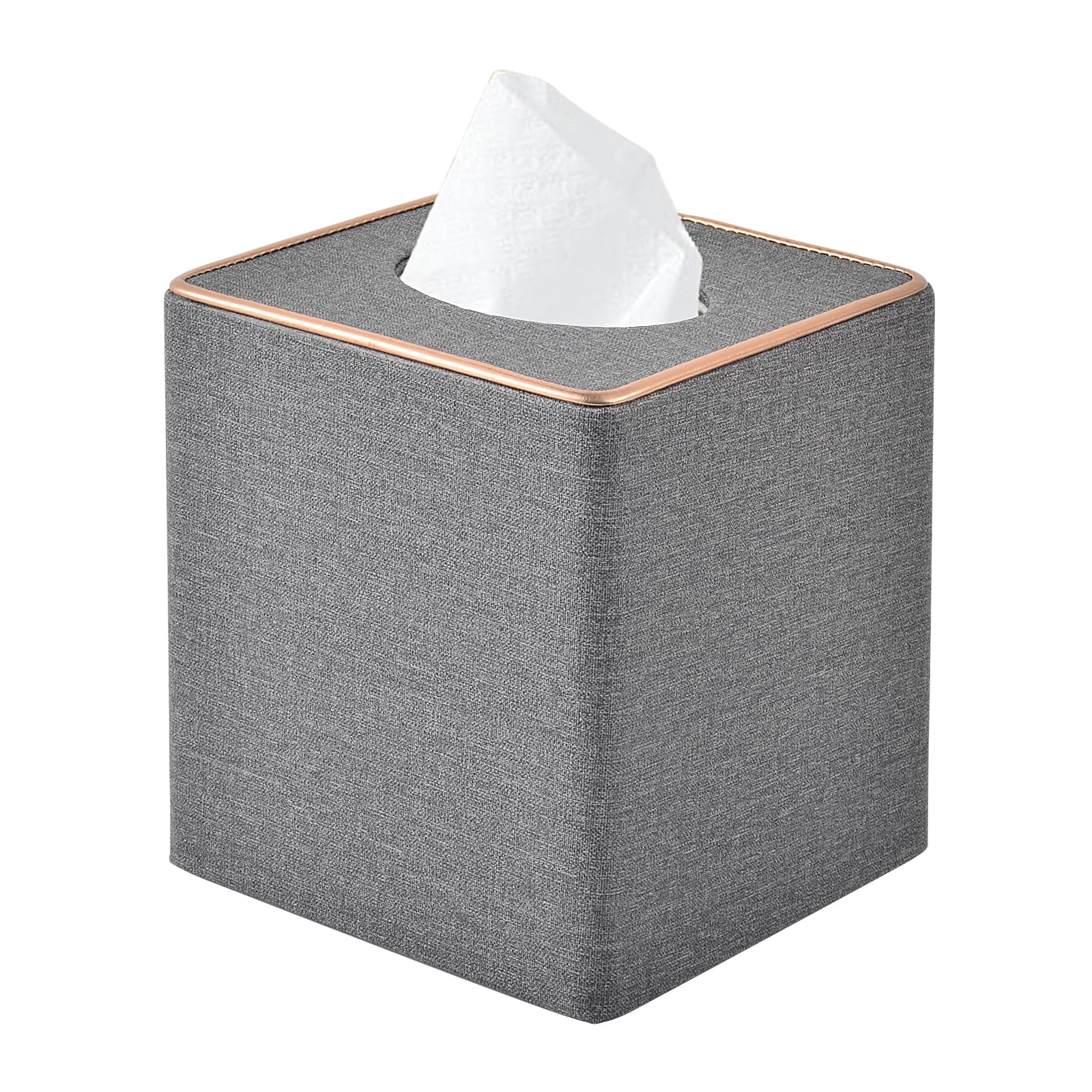 XNONE Tissue Box Cover Pu Leather Tissue Box Holder Square Tissue Organizer Napkin Dispenser for Home,Office,Restaurant,Dresser,Car,Bathroom Decor (Grey)