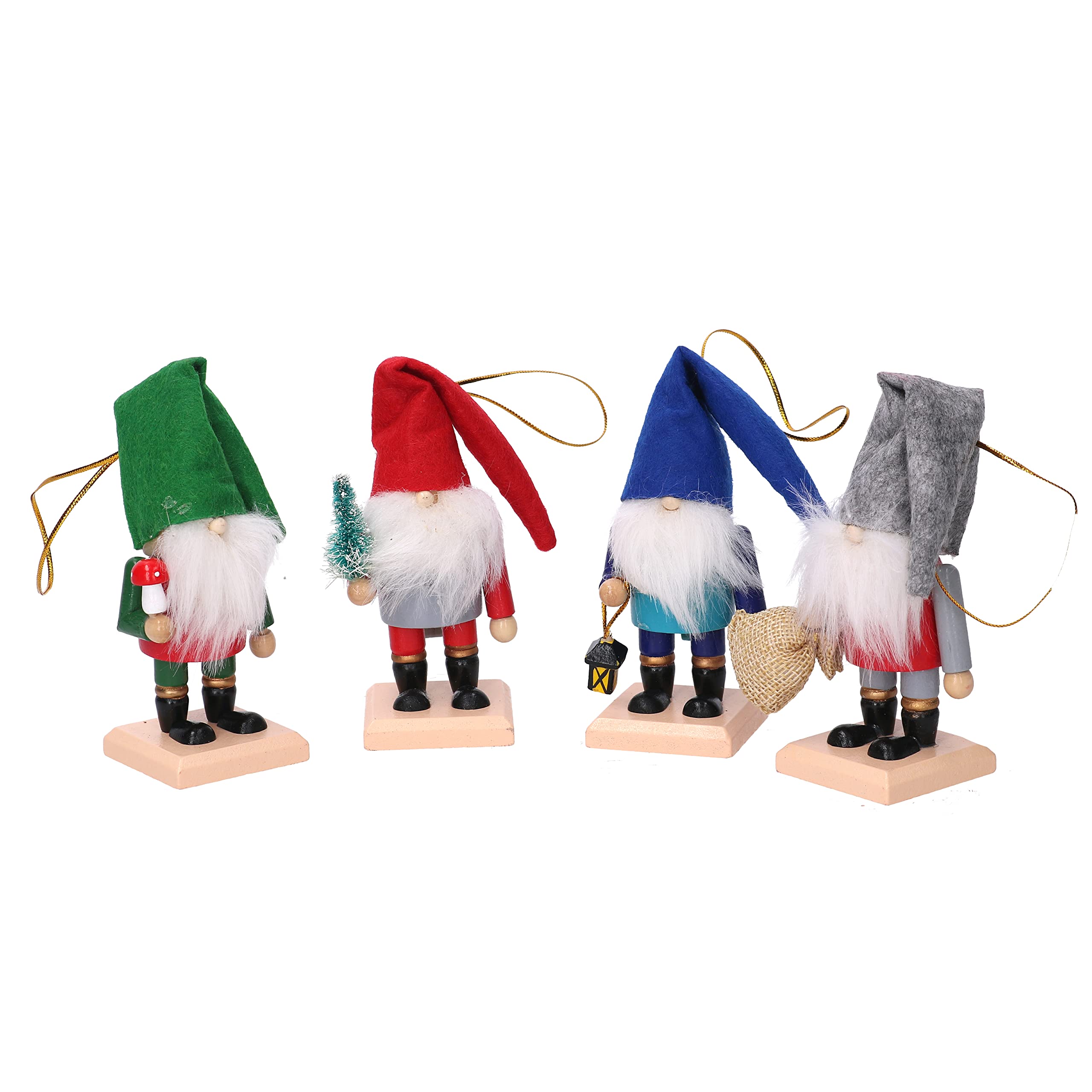 Vacchetti Giuseppe Pack of 4 mixed gnomes for tree and table decoration 12 cm tall, Multicolour - Image 3