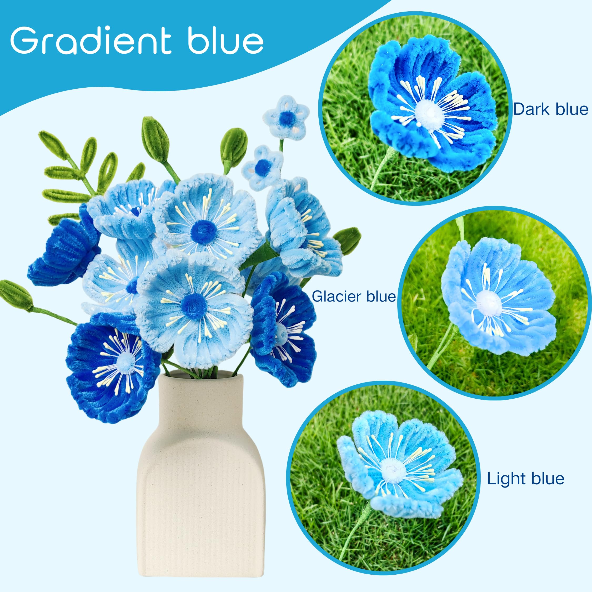 Amazon.com: YYUENG TAK 200 pcs Blue Pipe Cleaner Flowers
