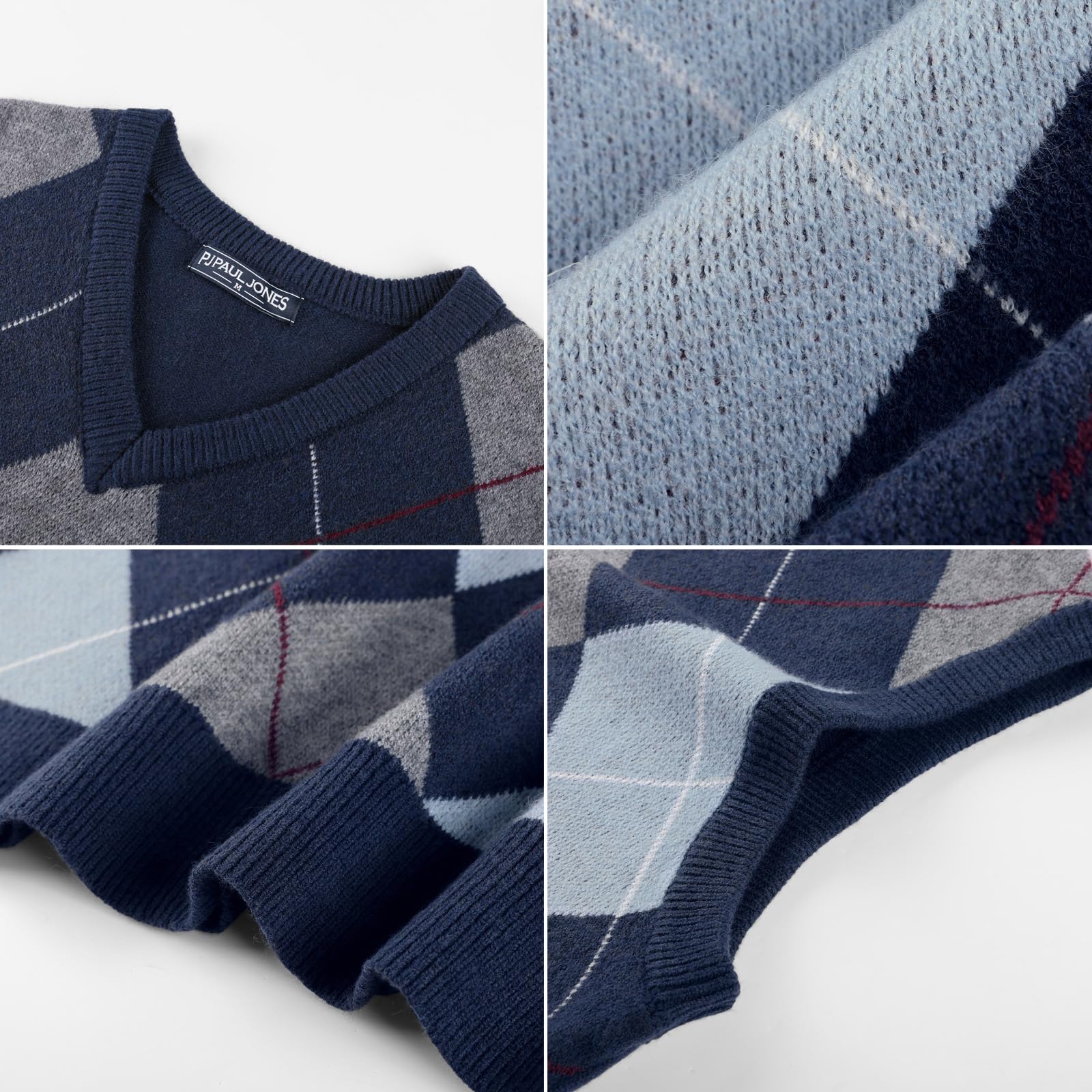 PJ PAUL JONES Pull en tricot sans manches pour homme avec col en V