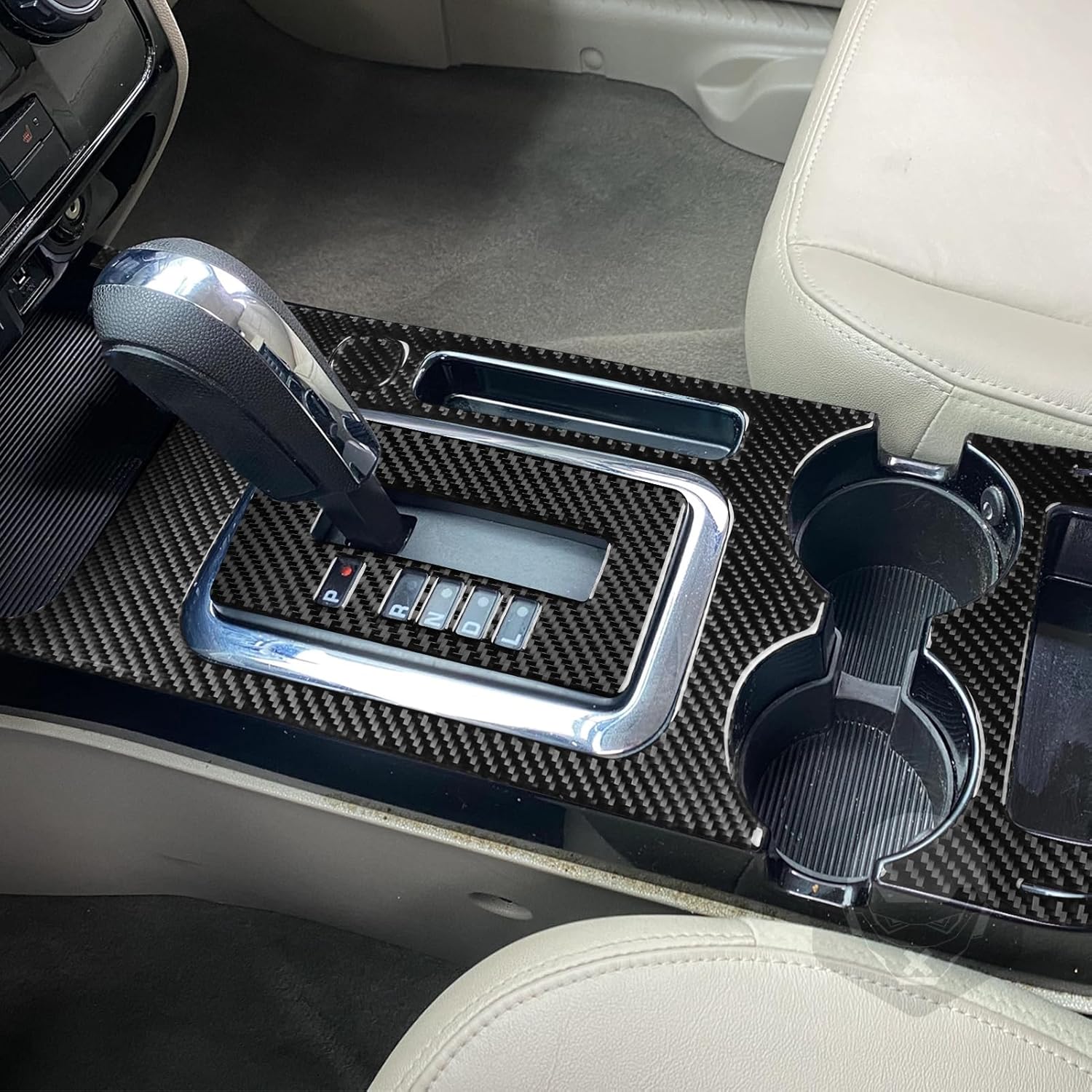 Real 3K Black Car Center Console Automatic Gear Shift Control Panel Sticker Set Auto Interior Accessories Compatible with Ford Escape XLS XLT Hybrid 2008-2012/Mercury Mariner Hybrid 2008-2011