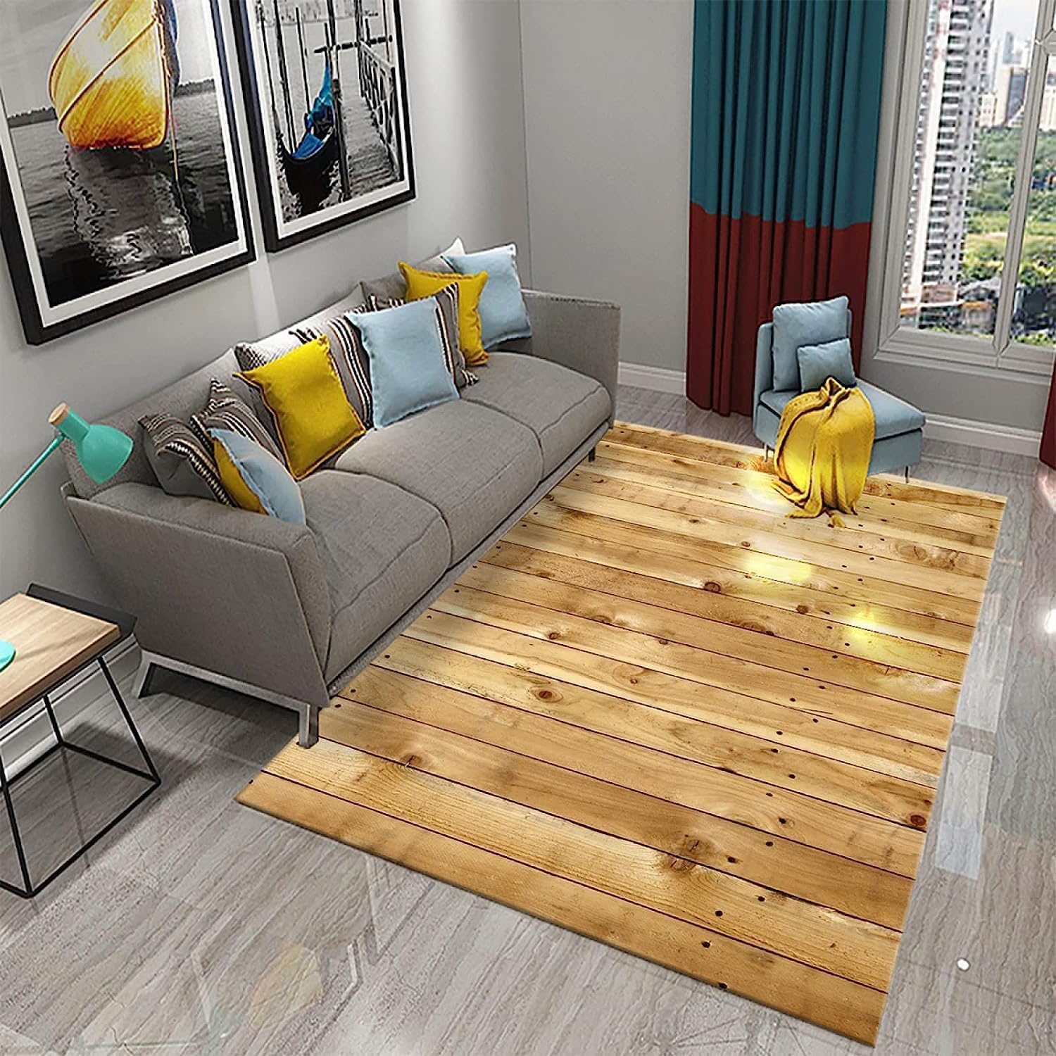 TIGHTBOOTH BOARD RUG MAT ボードラグ HATEGE 3D Vintage Wooden Board Large Rug 120 x 170 cm for Living
