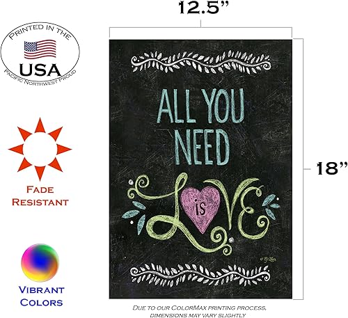 Miniatura 2 de Toland Home Garden 119799 All You Need Is Love - Bandera de amor de doble cara de 12 x 18 pulgadas, bandera de jardín de amor para casa al aire