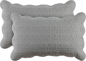 BOSOWOS Beige Embroidered Pillow Shams Set Of 2 – Queen Size 20x30\" Soft Microfiber Pillow Covers With Ruffles