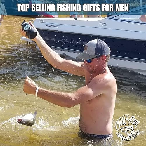 Miniatura 6 de Chill-N-Reel Enfriador de latas de pesca (de Shark Tank), soporte para bebidas de carcasa dura con carrete de línea manual adjunto, se adapta a