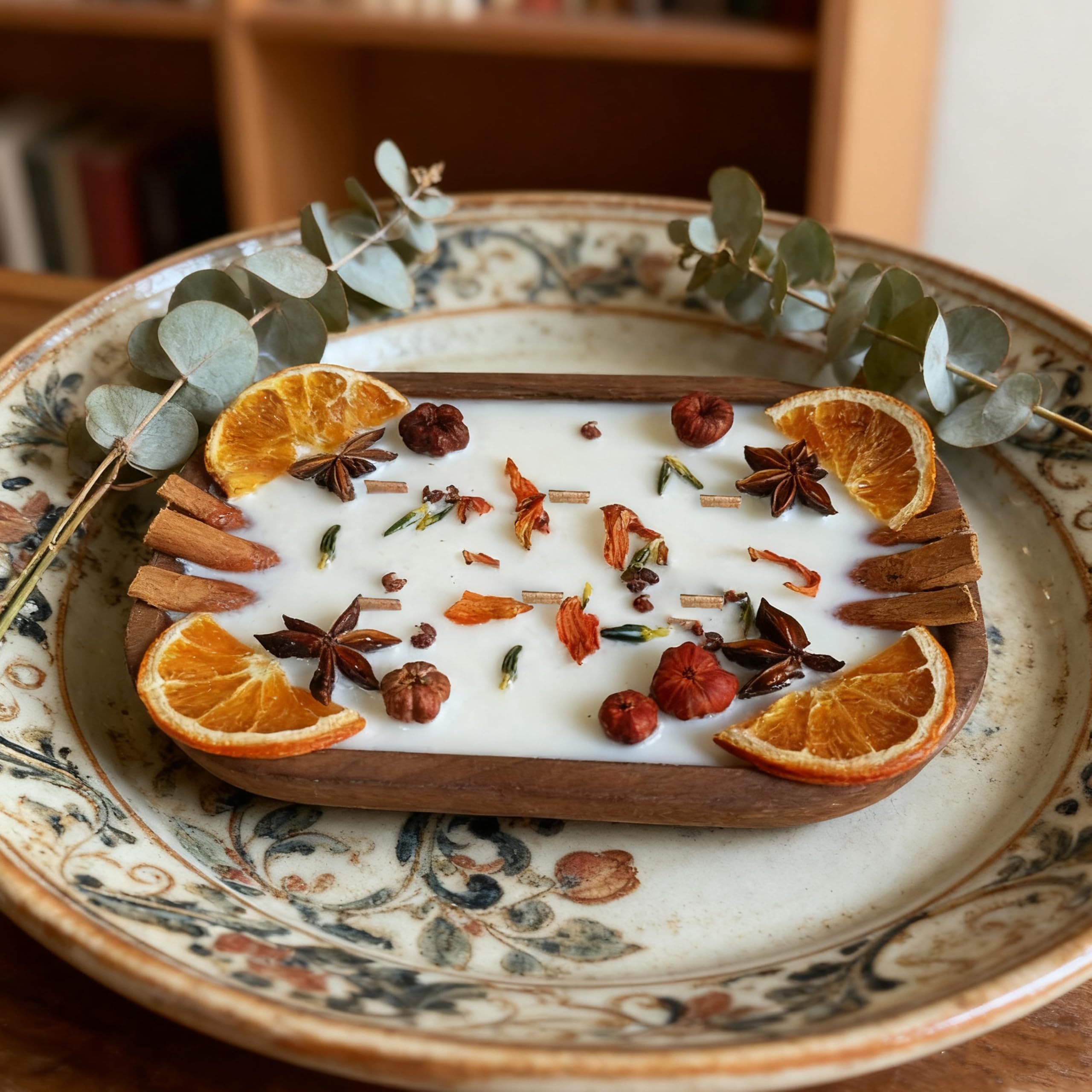 Njao Hoo, candela profumata in cera vegetale con olio essenziale, elimina gli odori, per casa rustica, regalo decorativo (3 stoppini, zucca)