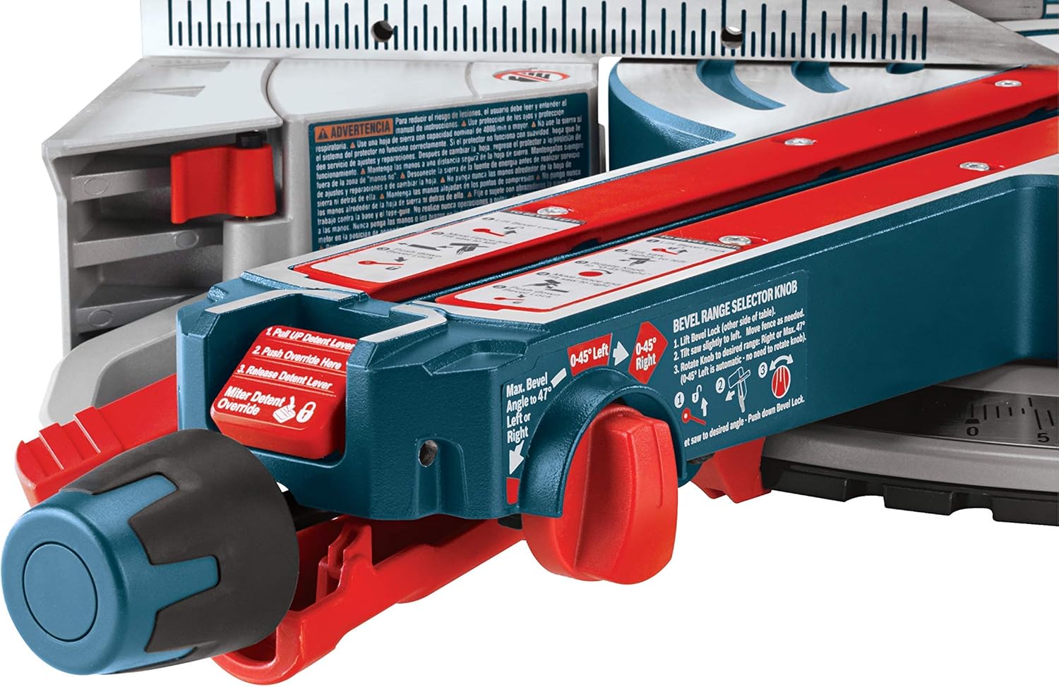 Bosch 120V 12" DB Glide Miter Saw-Blue and MS1233 Crown Stop Kit for Bosch Miter Saws, Includes Mounting Knobs and Hardware