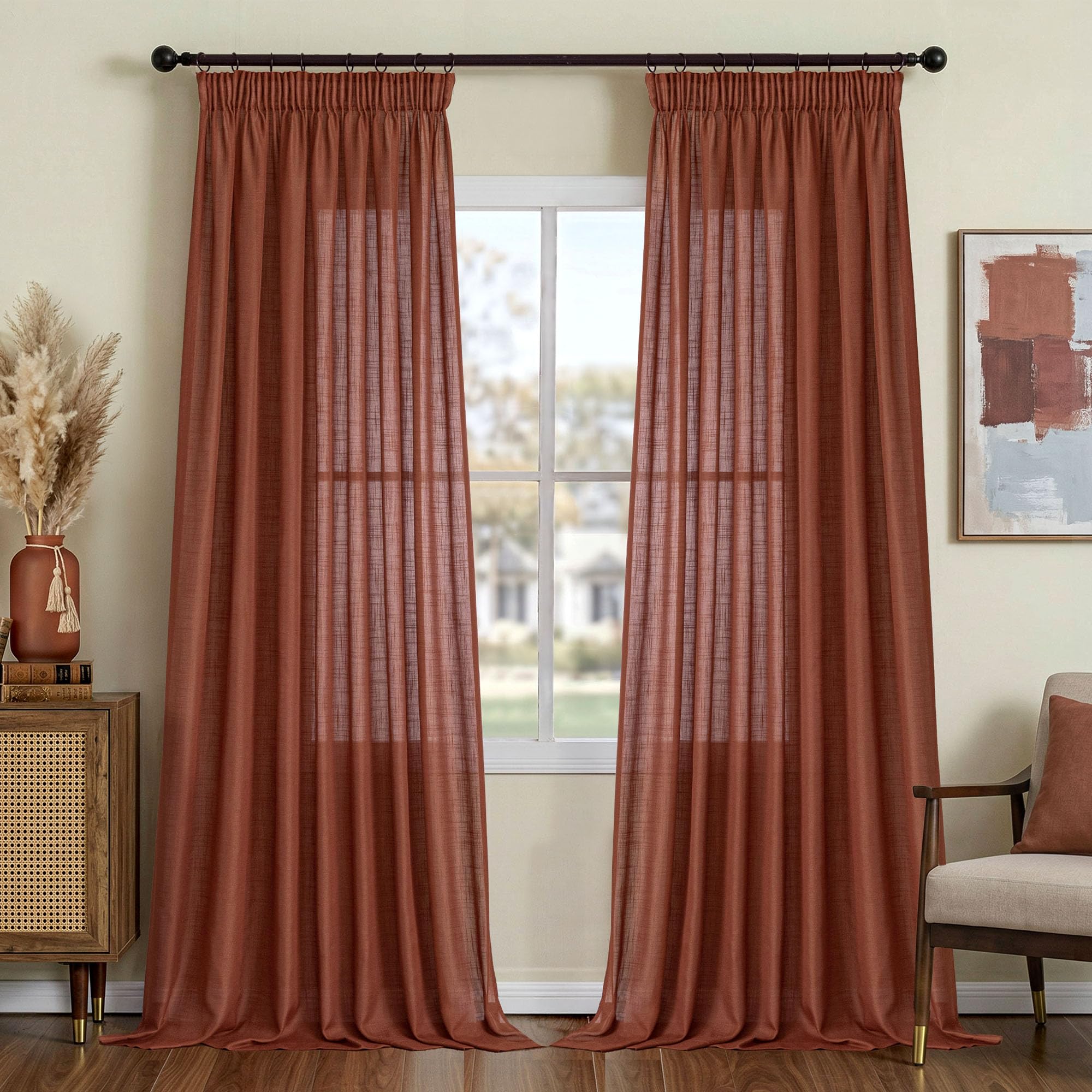 VIVICOZY BohoTransparent Vorhang,Gardinen für Wohnzimmer Schlafzimmer,Weiß, H145 x B140cm