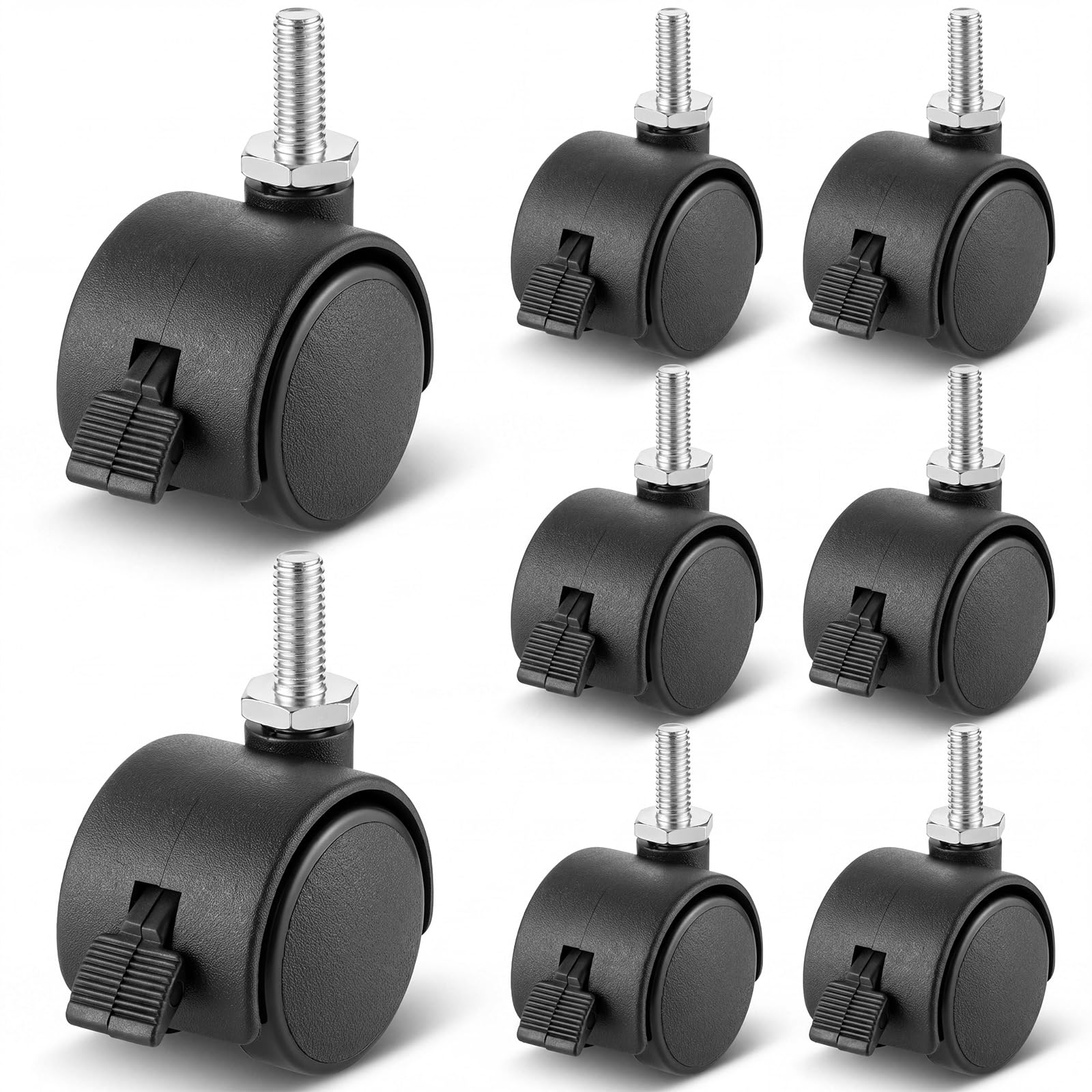 Photo 1 of BBTO M6 Swivel Stem Caster Wheels with Brake (8 Pcs)