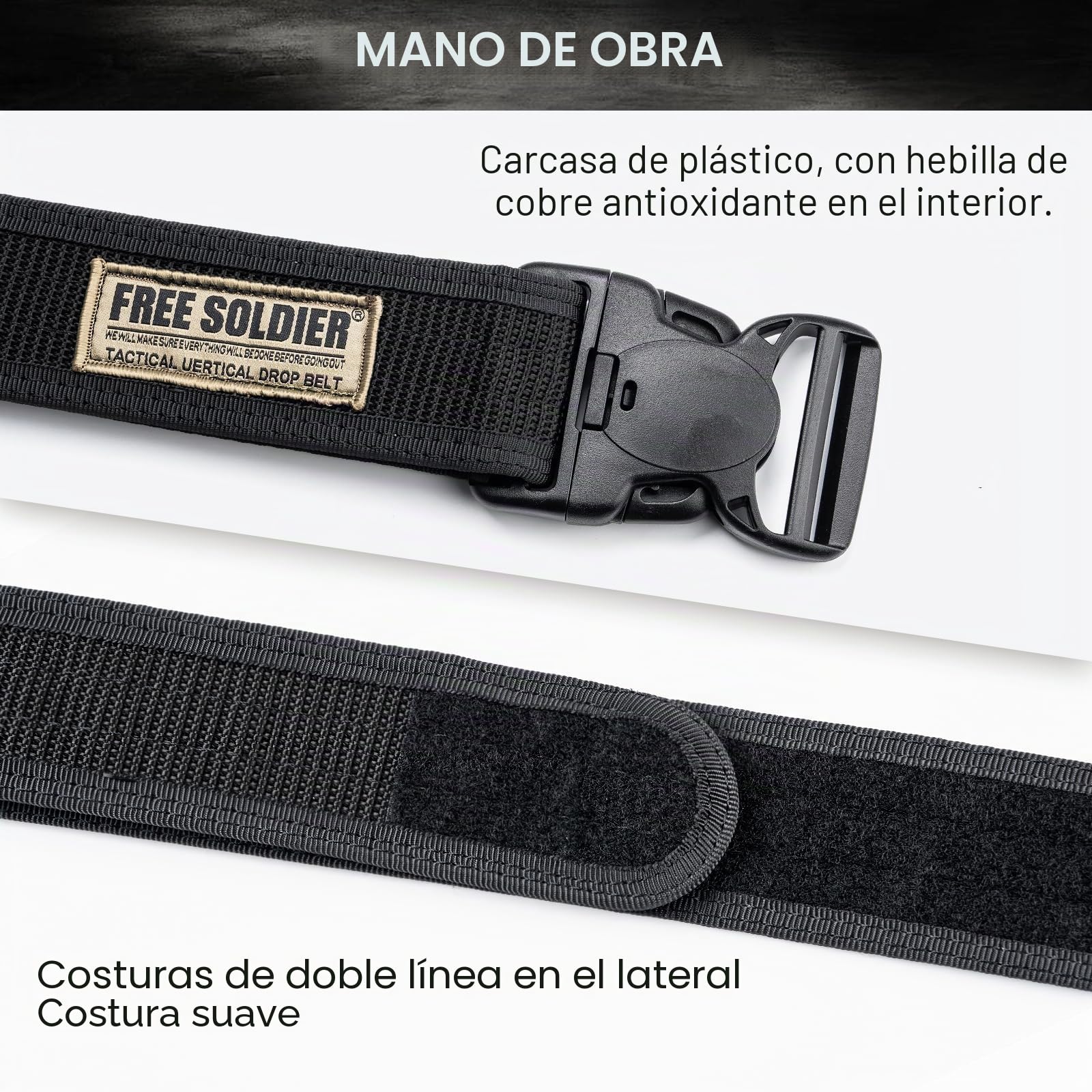 FREE SOLDIER Cinturón táctico de Seguridad Ajustable Cinturón Exterior Militar con Correa de liberación rápida para Hombre, Agentes de Seguridad,Actividades al Aire Libre