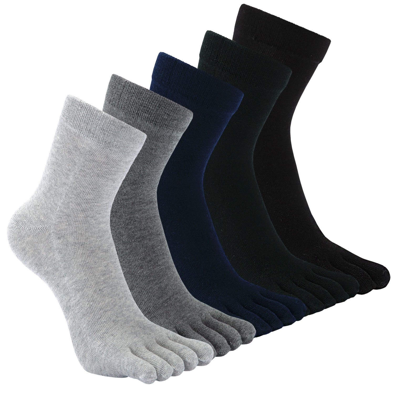 Mens Five Finger Toe Socks Cotton Running Mini Crew Socks