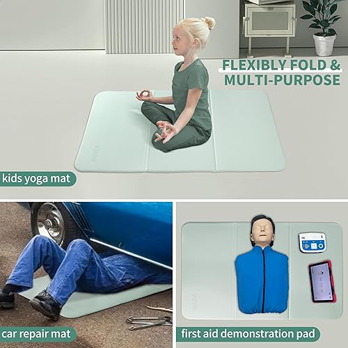 Miniatura 8 de Foldable Exercise & Yoga Pad for Man Women Kids, 1.0" Thick Eco-Friendly Kneeling Pad & 13"x24" Push Up Mat, Non-Toxic POE Kids Play Mat,