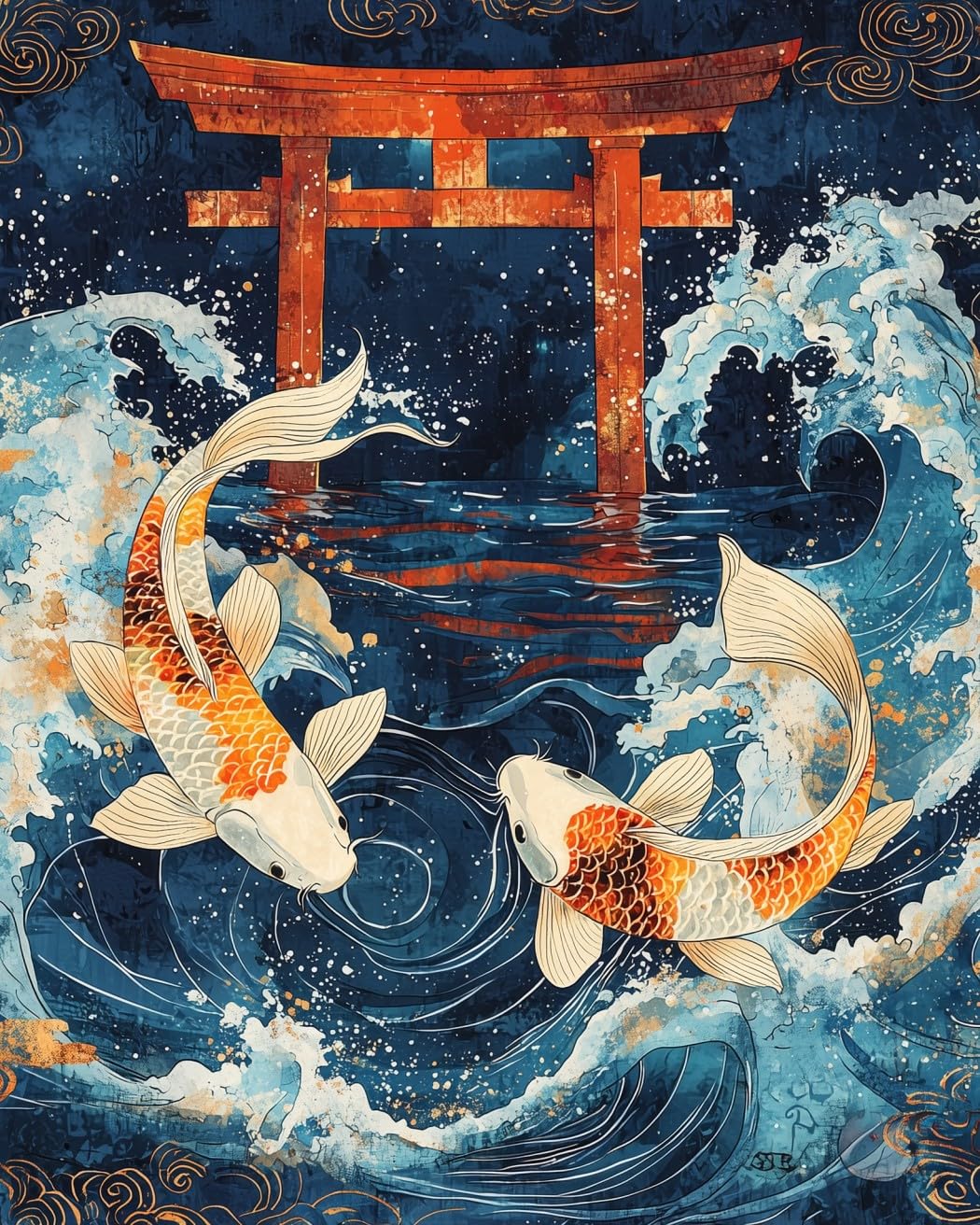 Wanmiu Paint By Numbers Two Koi Fish On Water Paint By Numbers Kits For Adults Kids Beginners 40 X 50 Cm Adults With Paintbrushes Diy Painting For Home Decoration Without Frame
