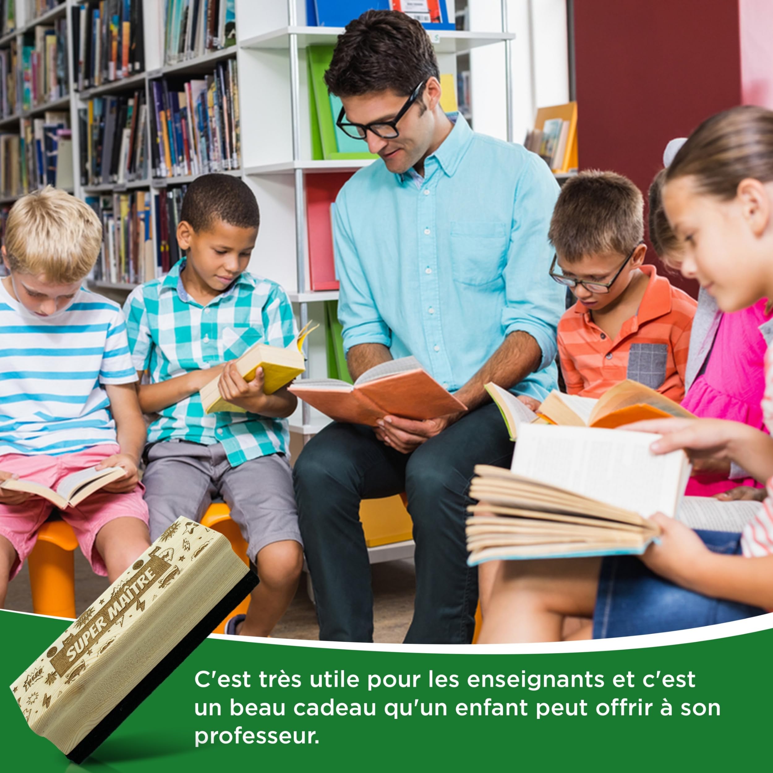 ERNESTINE - Brosse en bois pour tableau maître - cadeau maitre et maitresse - cadeaux professeur instituteur - personnalisable maître école - cadeau école et enfants - cadeaux remerciement scolaire