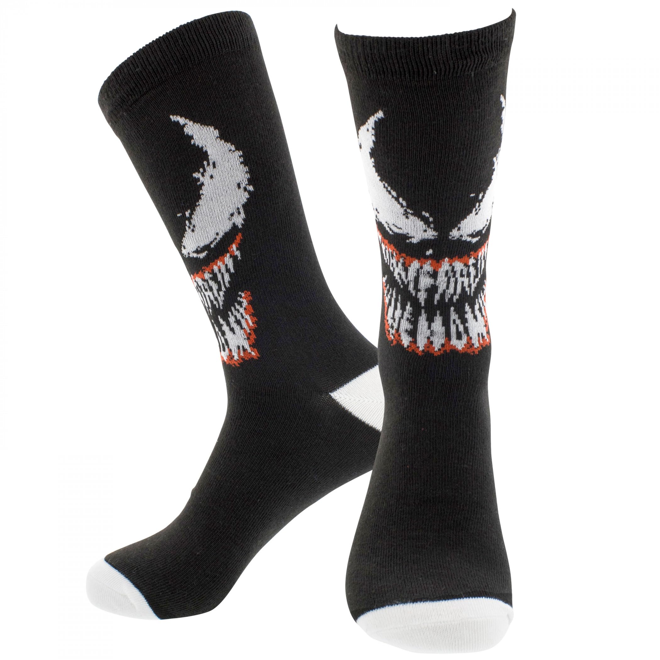 Berkshire Fashions Unisex Multi Venom Teeth Out Crew Socks - Adults - 2 Pairs - Black - One Size - Tube Socks