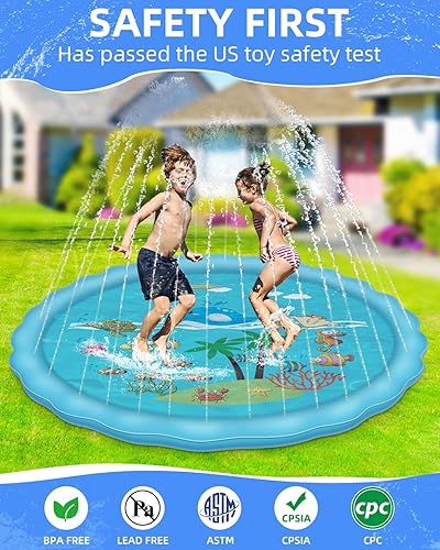 Miniatura 3 de Almohadilla de salpicaduras 3 en 1, aspersor para niños y piscina de vadeo, almohadillas de salpicaduras de 67 pulgadas para niños pequeños y