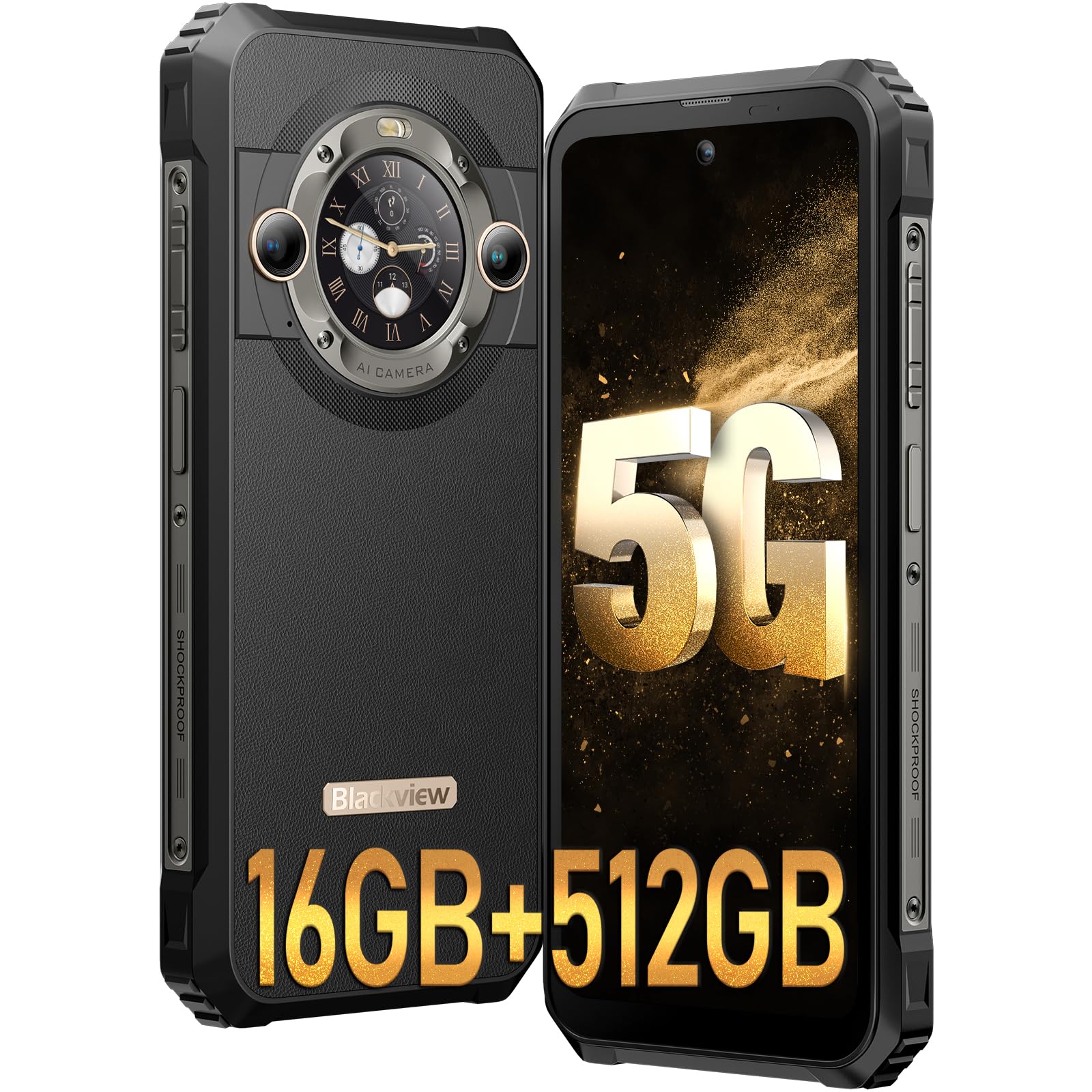 Blackview BL9000 Nietłukący się telefon komórkowy 5G, podwójny ekran 24 GB + 512 GB, Dimensity 8020/9-rdzeniowy GPU, 6,78" FHD+/120 Hz, 50 MP+50 MP, 8800mAh/120 W, smartfon do gier Android13, WIFI
