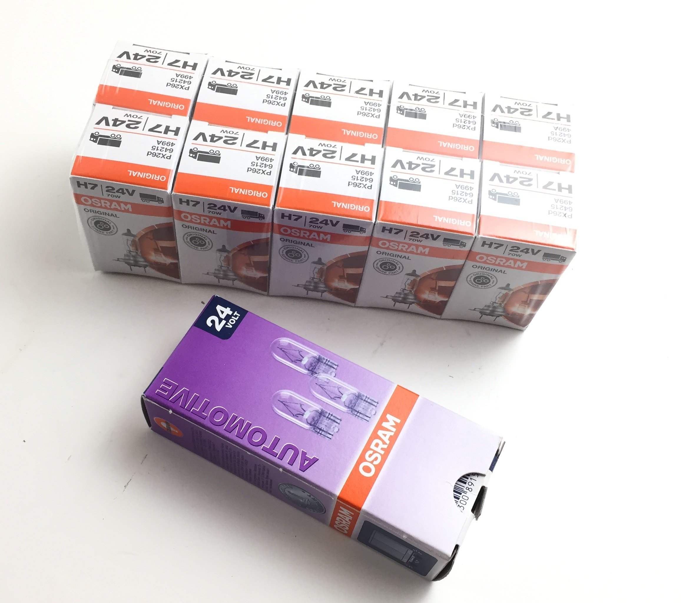 Set di 20 lampade osram Set 10 X H7 24 V 70 W 10 X W5 W 24 V 5 W 64215 2845 24 Volt