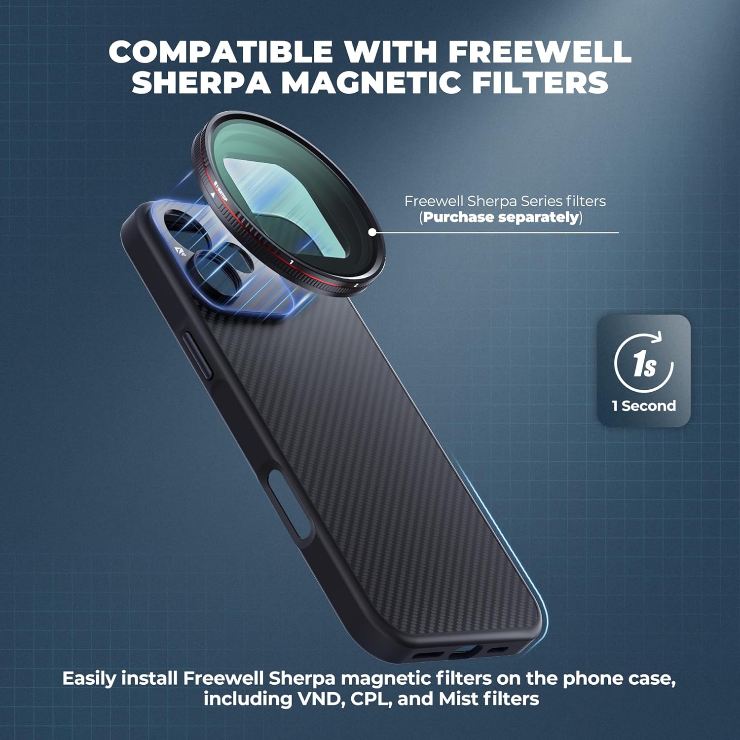FREEWELL Pro Filmmaker Case for iPhone 16-17mm Lens & Magnetic Filter Mount Black
