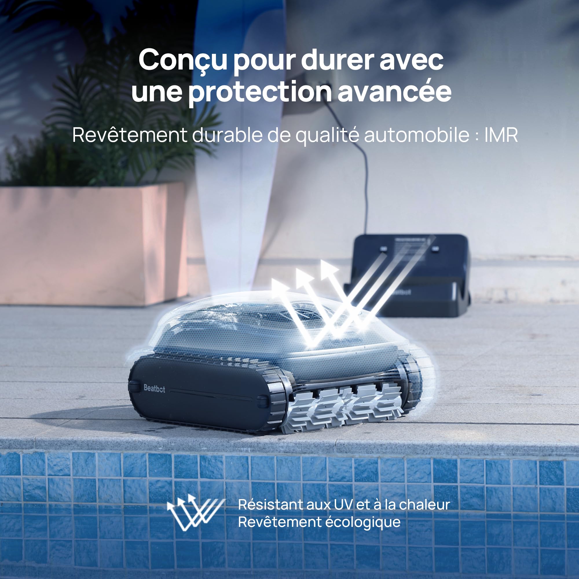 Beatbot AquaSense 2 Robot Piscine sans Fil, Aspirateur Piscine Automatique, Nettoyage Complet Fond Parois Ligne d’Eau, Remontée Automatique, Autonomie 150min, Max 300m², Bleu Nuit