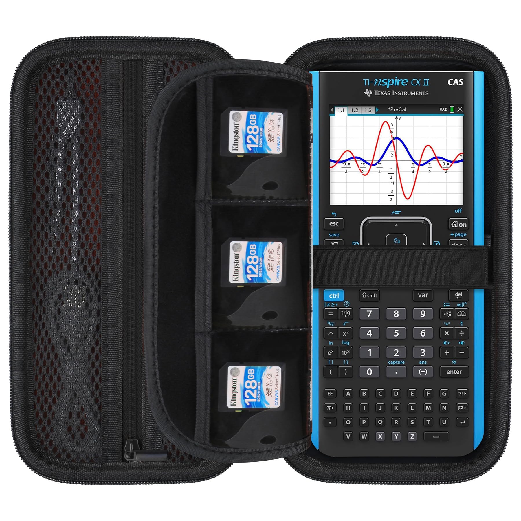 Elonbo Carrying Case for Texas Instruments TI-Nspire CX II CAS/CX II/CX/CX CAS Color Graphing Calculator, Extra Zipped Pocket Fits USB Cables and