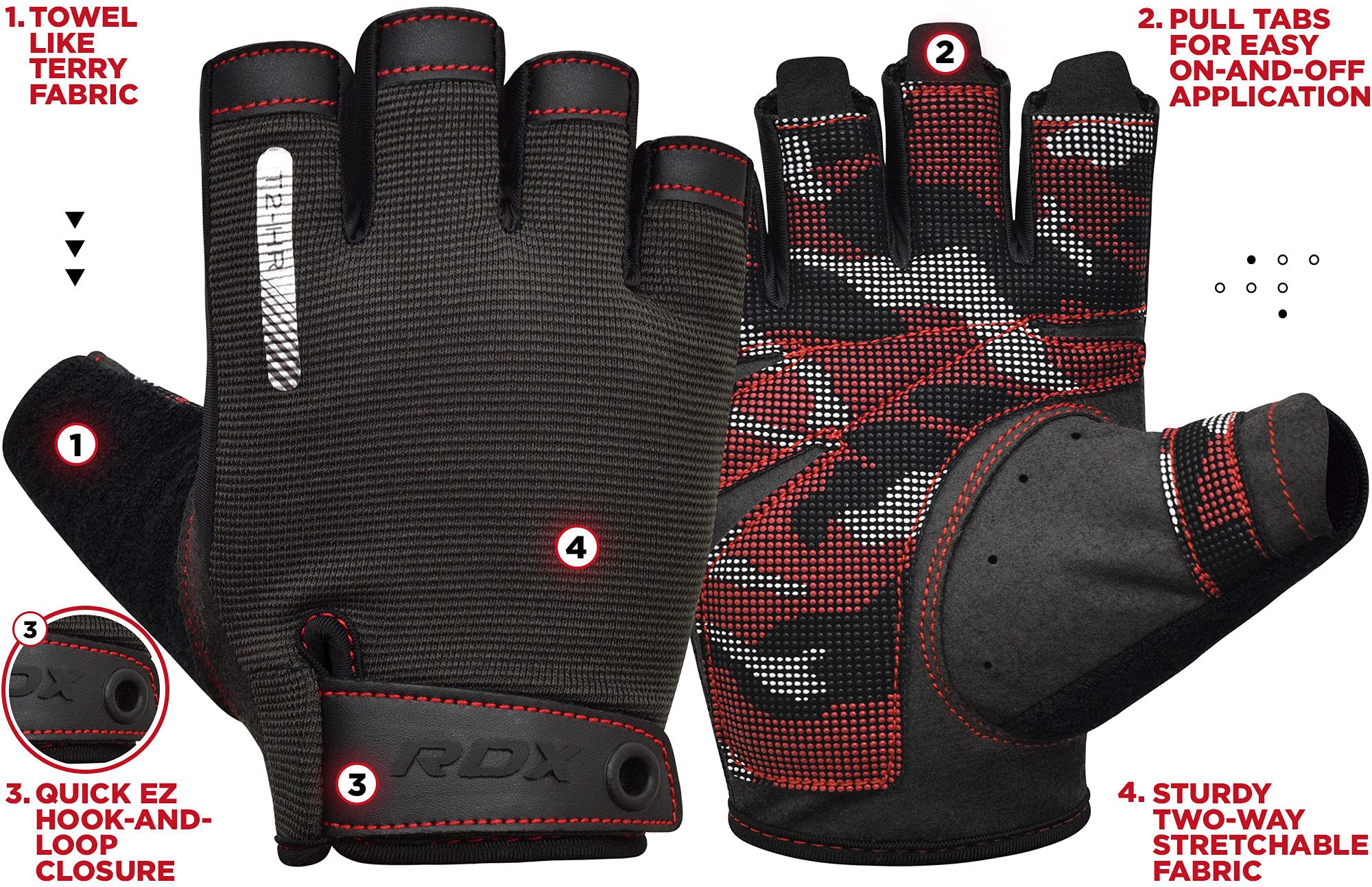 RDX Gants de Musculation pour Hommes Femmes, avec Support de Poignet Long et Extensible, Bonne Prise en Main, Fitness HIIT Entraînement, Bodybuilding Haltérophilie, Cyclisme, Exercices Maison