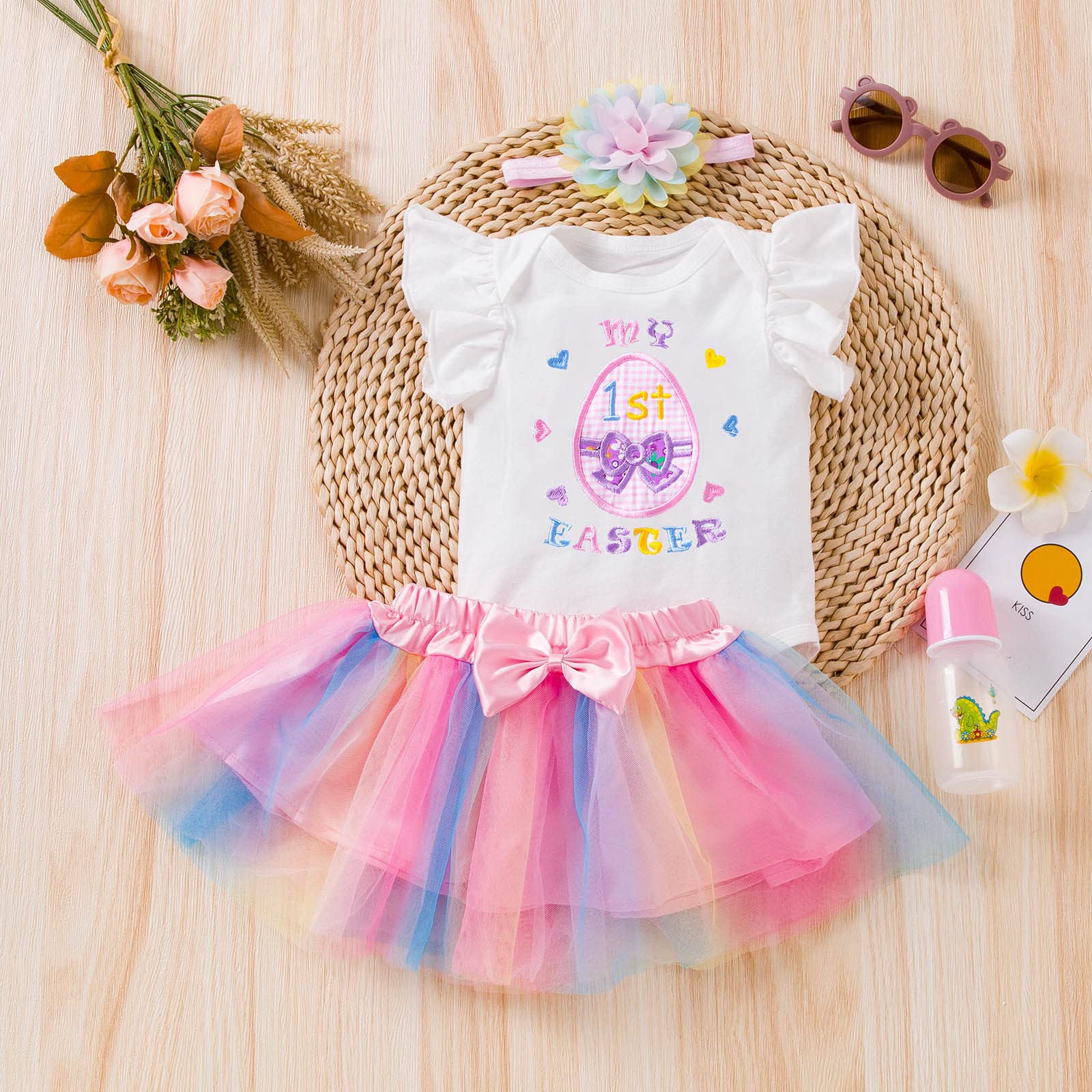 Amazon.co.jp: 子供服 幼児幼児女の子イースターの日イスリーブレター  