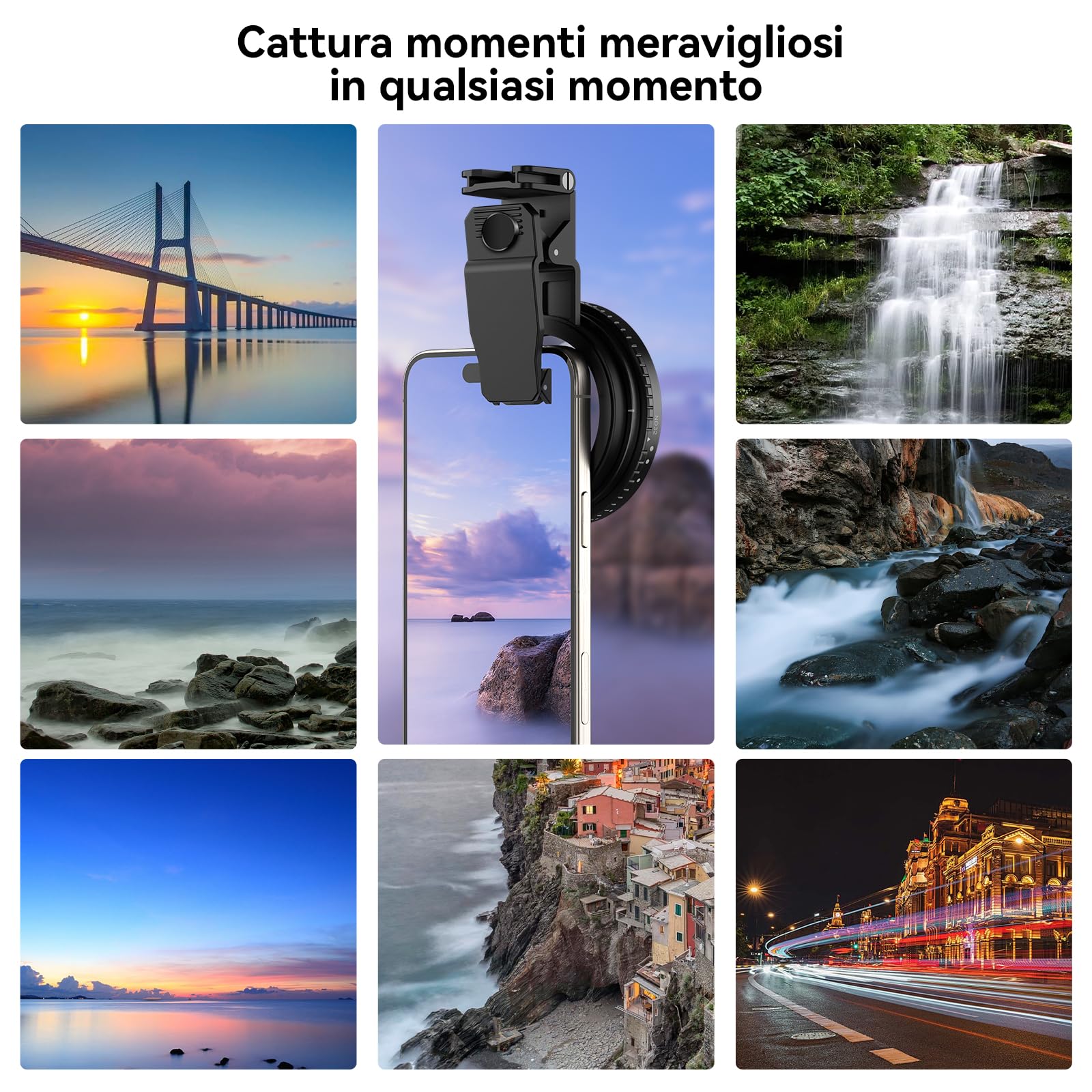 APEXEL Filtro Universale per Cellulare, Filtro Variabile ND2-ND400 da 67 mm, Adatto per iPhone 17/16/15... Samsung, Xiaomi e Altri Smartphone