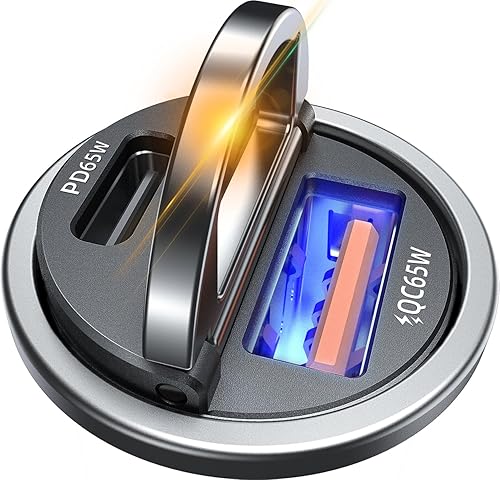 Cargador de coche USB C de 65 W de carga rápida, accesorios de salida USB de 12 V para Carro, adaptador compacto para encendedor de cigarrillos,