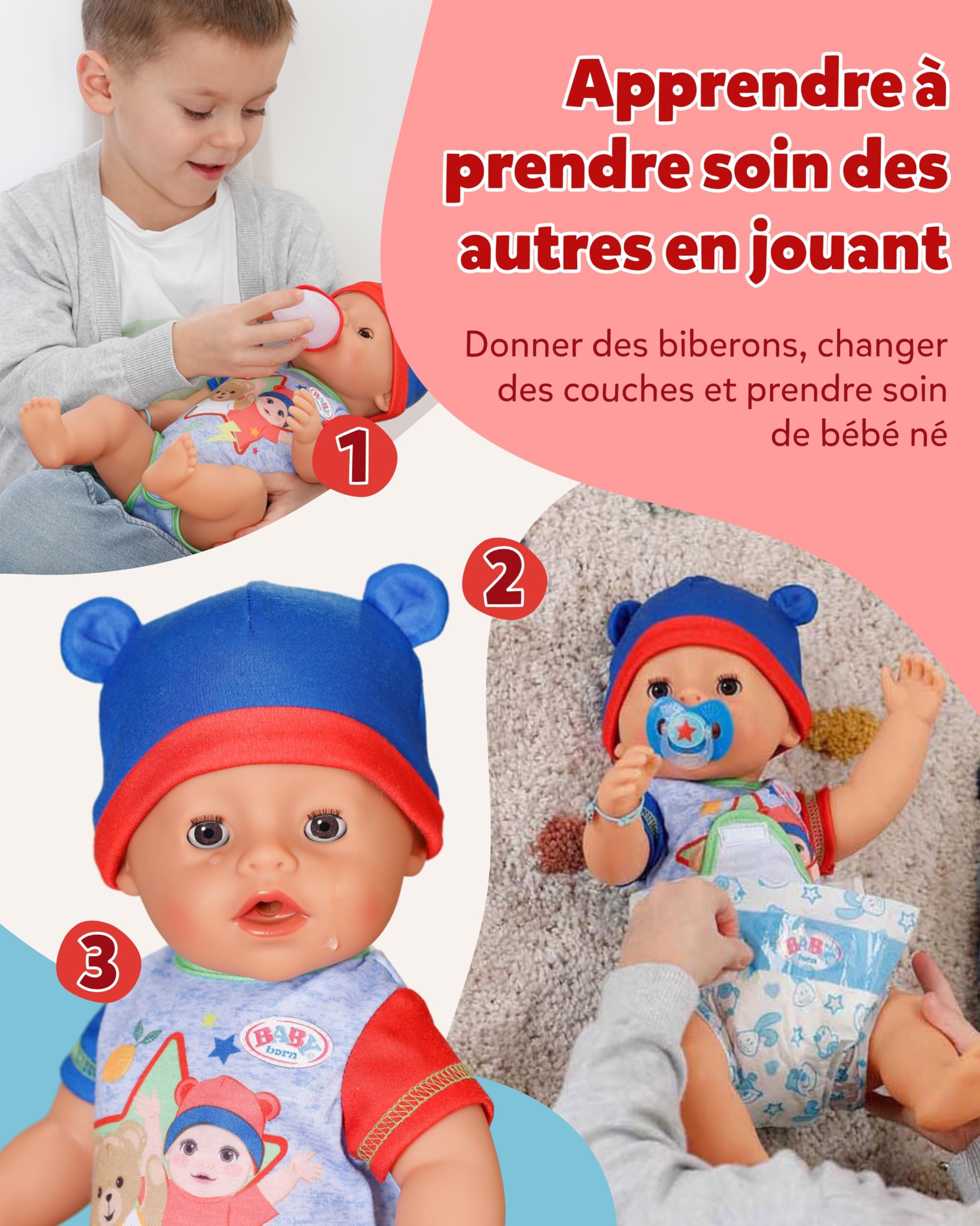 BABY born Jonas - Bébé poupée de 43 cm - 10 Fonctions y Compris Accessoires & grenouillère - Fonctionne entièrement sans Piles - Convient aux Enfants à partir de 3 Ans