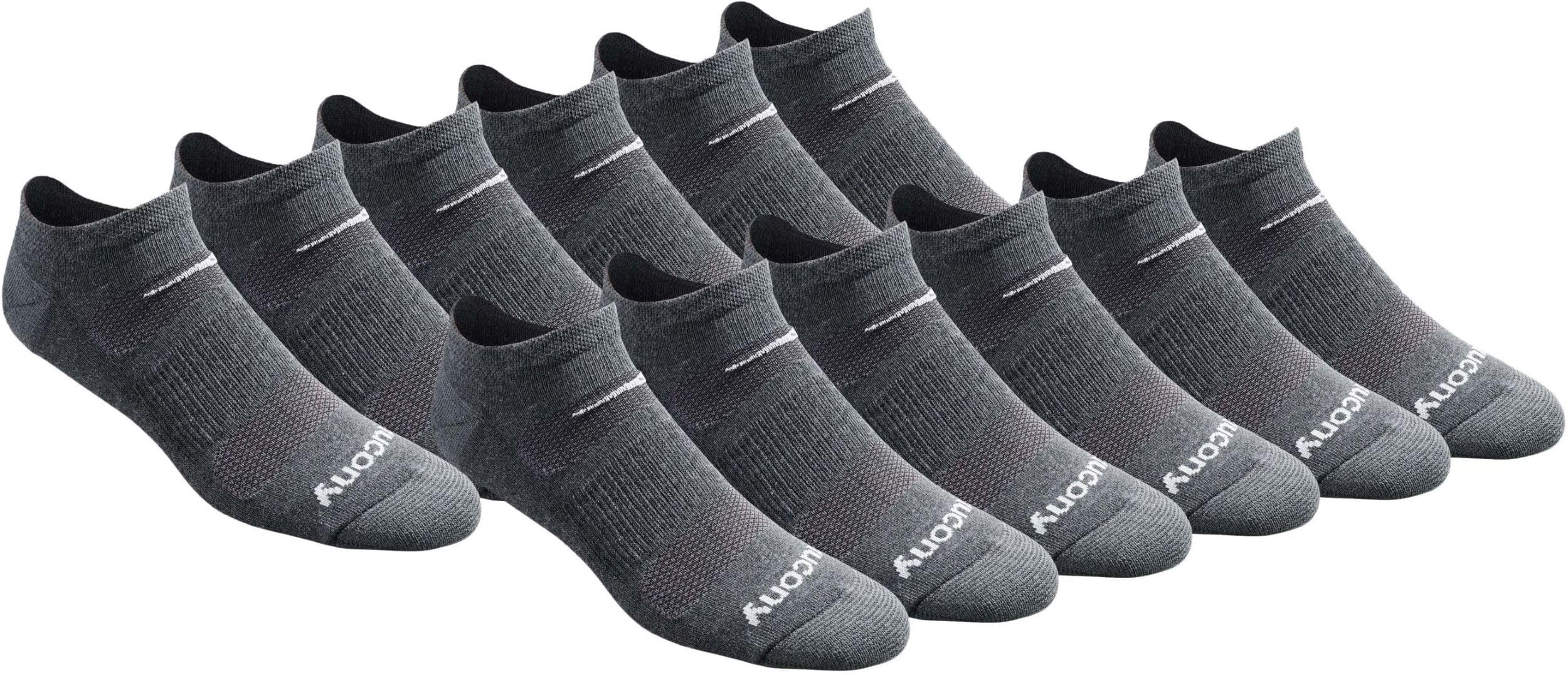 Saucony - Calcetines invisibles para hombre RunDry de malla ventilada, ajuste cómodo, de rendimiento, disponibles en tallas M-XXL (6, 12, 18 pares), Large