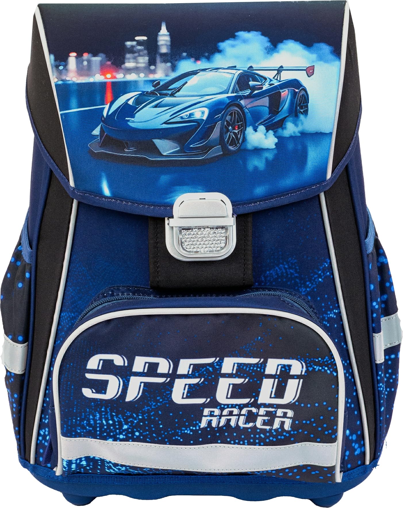 Oxybag Speed Racer Auto Premium One Schulranzen-Set mit Brotdose, Trinkflasche, Brustbeutel (8tlg. mit Sporttasche, Schultüte H)