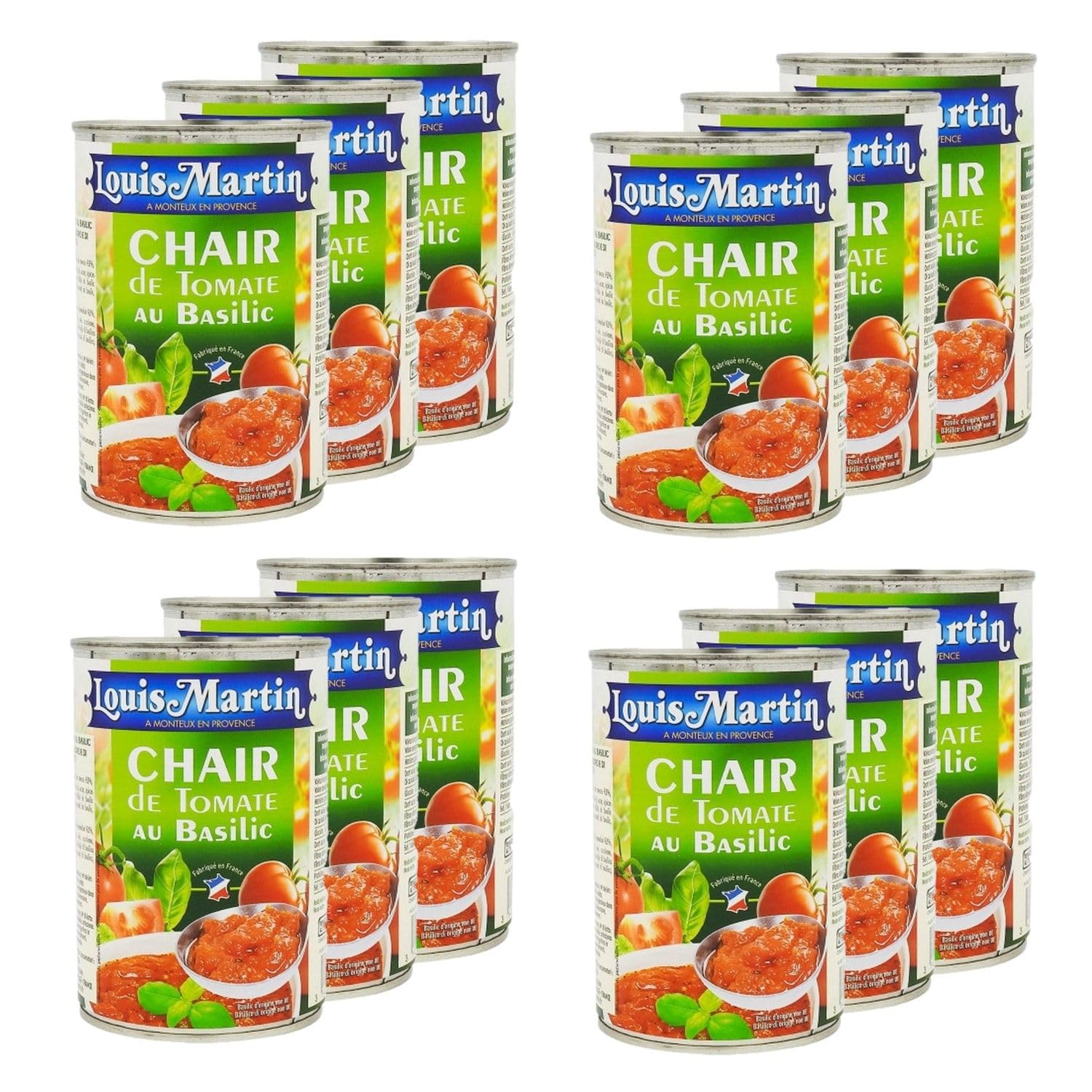 Lot 12x Chair de tomate au basilic - Louis Martin - boîte 400g