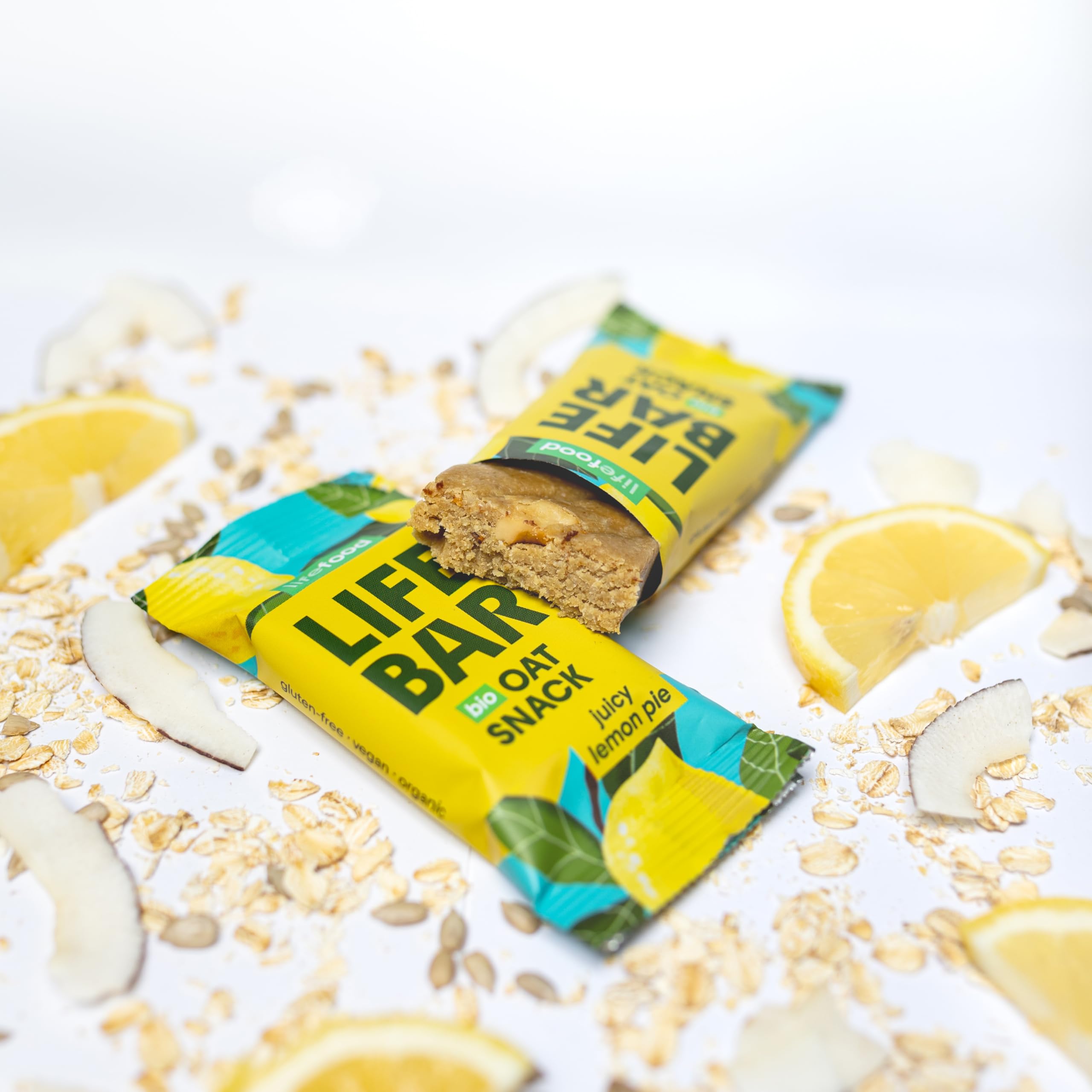 Lifebar Haferriegel, Hafer Riegel, Haferflocken Riegel, Hafer Snack Vegan Bio Glutenfrei by Lifefood (Zitrone)