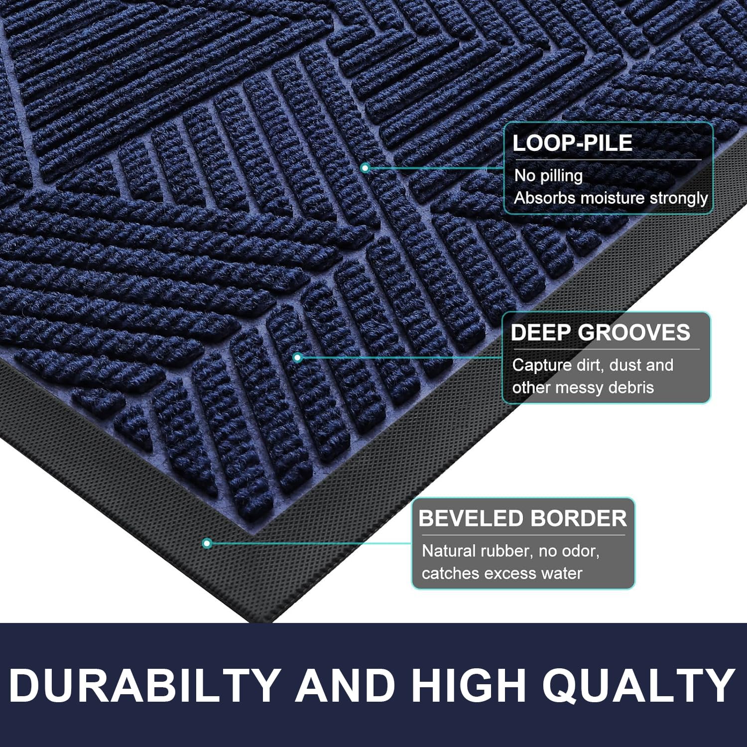 smiry Door Mat, Heavy Duty Door Matts Indoor Outdoor, Dirt Trapper Easy Clean Doormat - Image 4