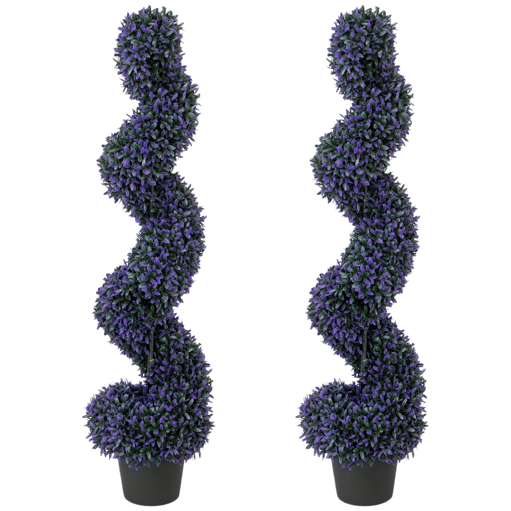 Homcom Artificial Boxwood Topiary Tree With 840 Leaves, Set Of 2