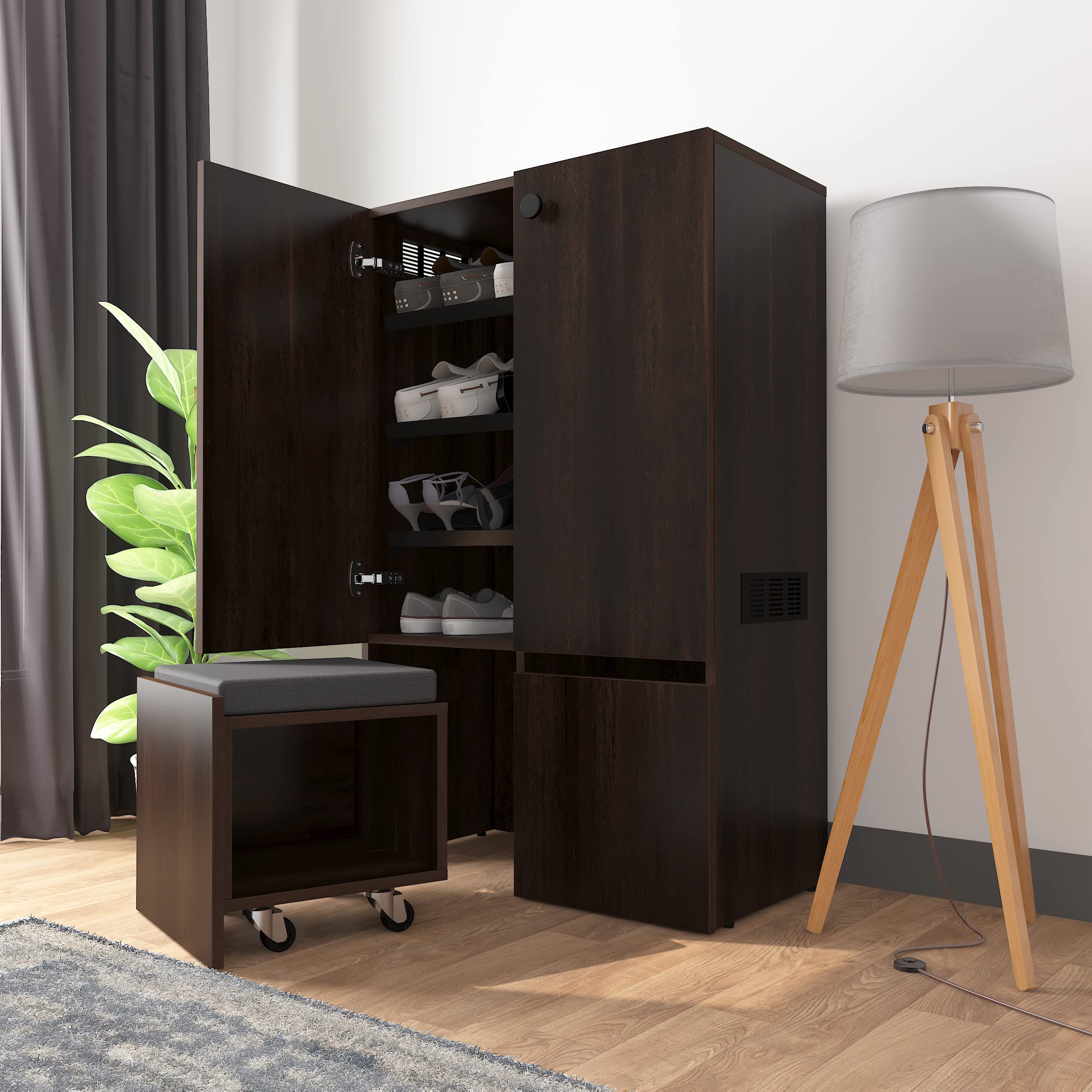 Studio Kook Canvas Shoe Rack Shoe Cabinet Junglewood Matte Finish