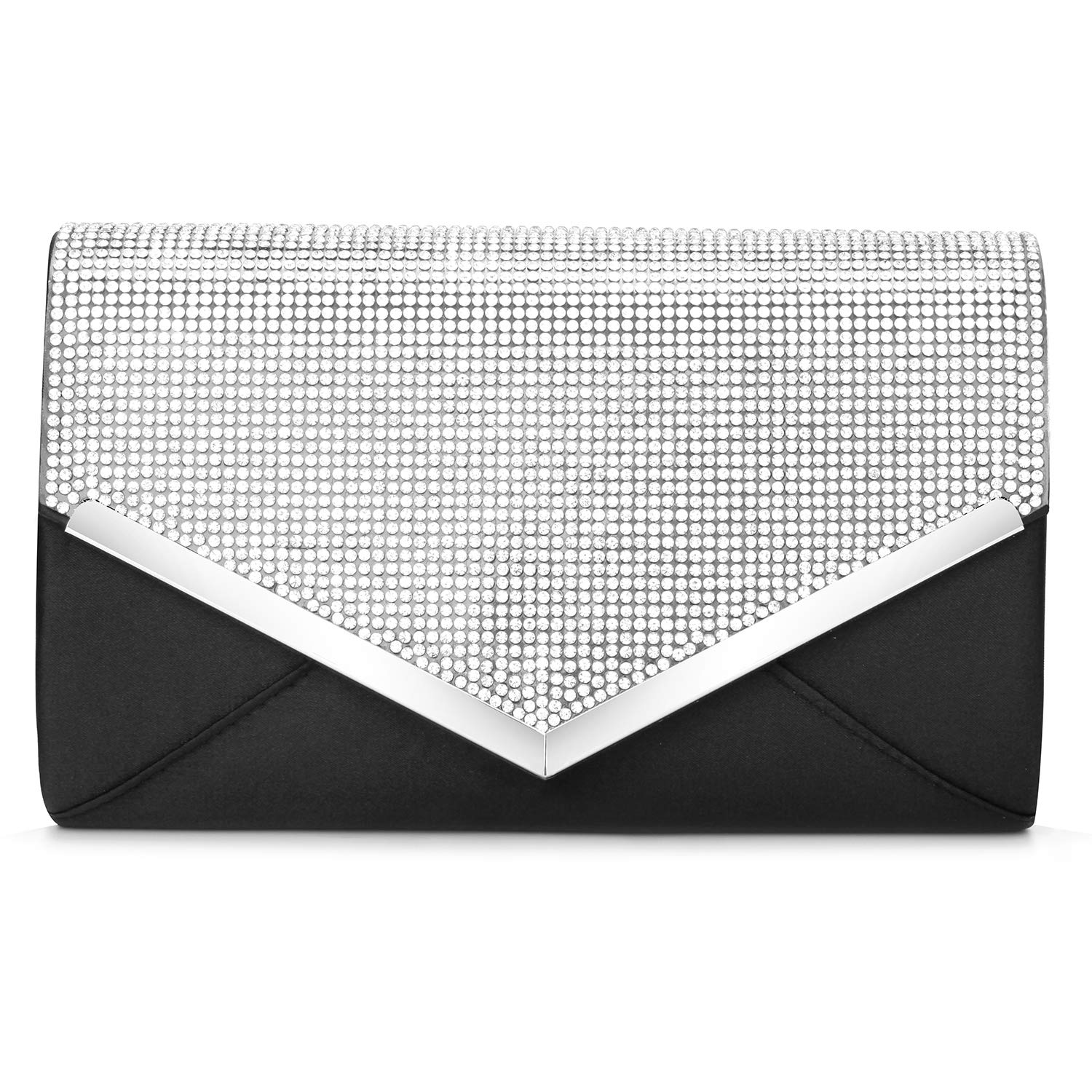 CurvChic Women Evening Bag Clutch Purse Rhinestone-Studded Flap for Wedding Prom Cocktail Party