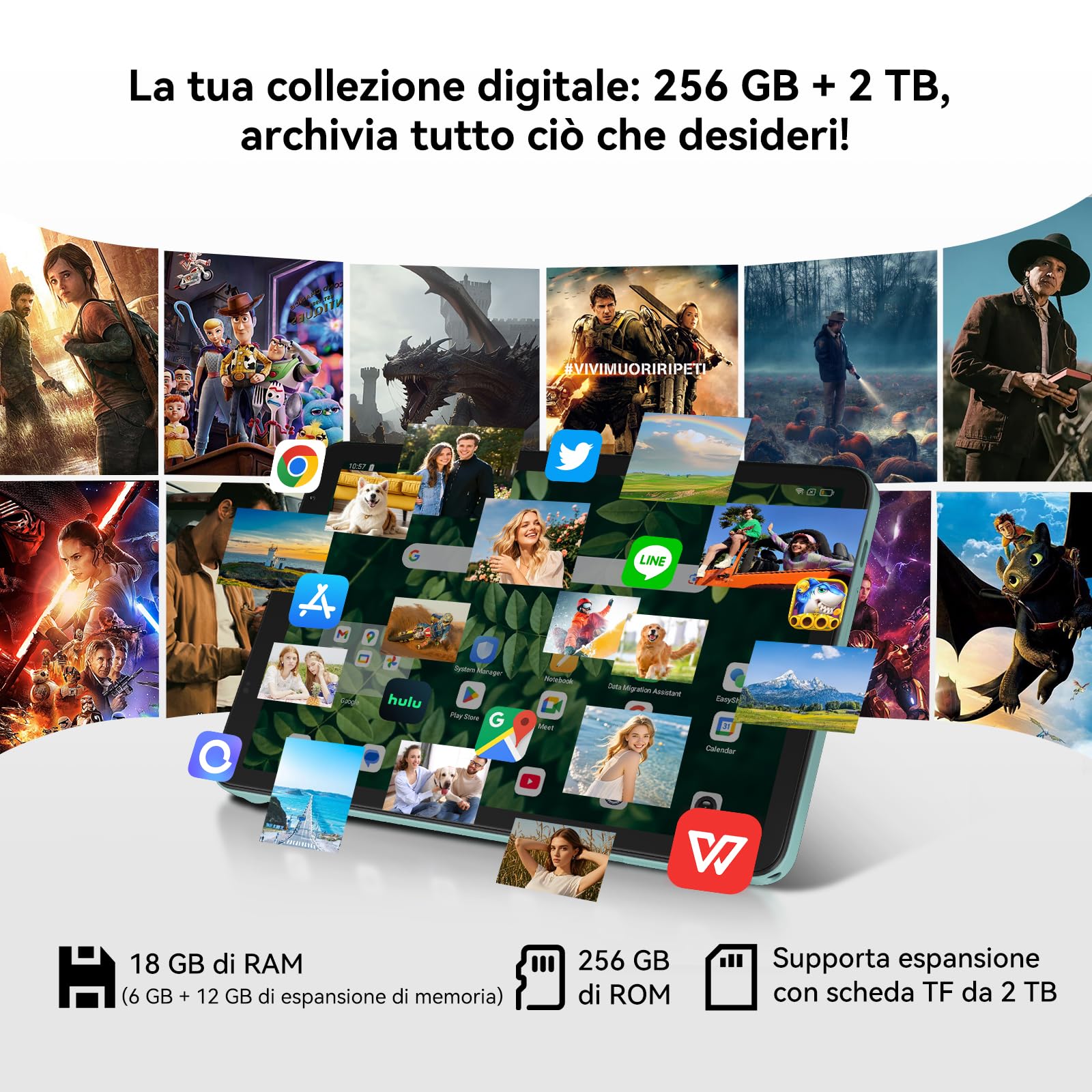 Blackview ZENO 1 8 pollici Tablet Android 15 90Hz 800x1280 - Ultra leggero&compatto Gaming, T615 8 core AI Chip, 18GB RAM+256GB ROM(2TB TF)/4G LTE+WiFi5G/Face ID/6000mAh/8MP+8MP/Widevine L1/BT5.2/GMS