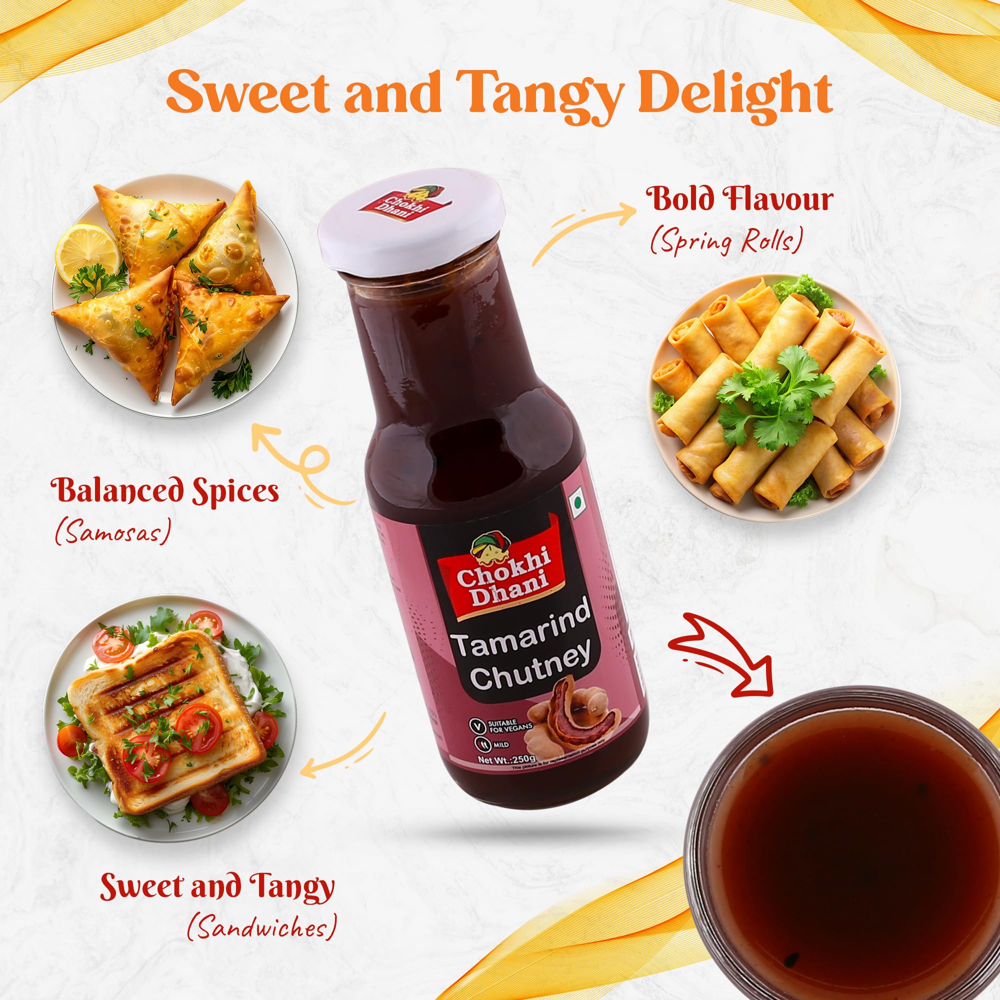 Chokhi Dhani Tamarind Chutney (250g) | Imli Chutney | Sweet, Tangy & Mild | Essential for Chaat & Samosas | Vegan-Friendly 1