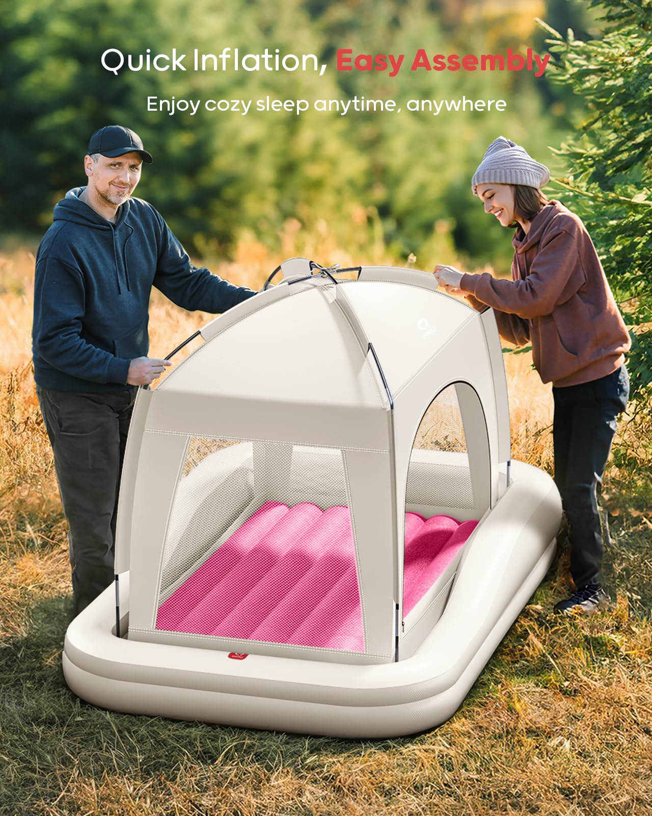 QPAU Toddler Travel Bed, color caqui y rojo