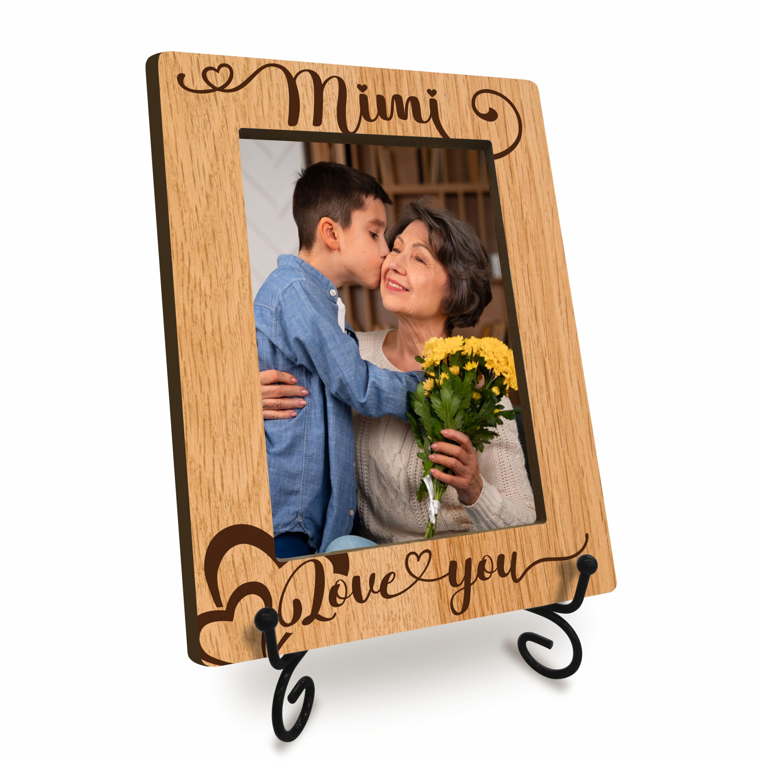 JCVUK Mimi Picture Frame, Mimi, Love You, Best Grandma Ever, Grandmother Gifts, Gifts from Grandchildren, Wood Frame Tabletop Display,4x6 Photo Insert