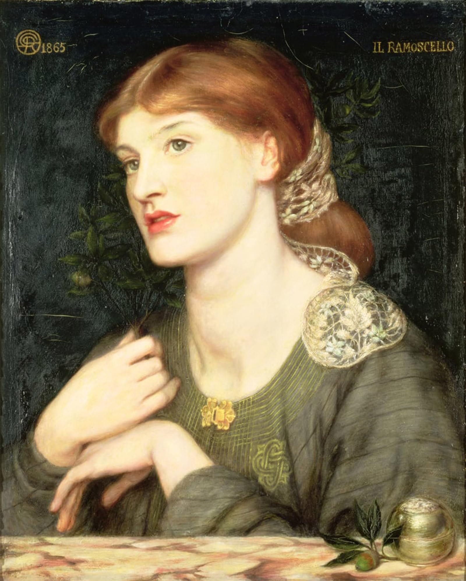 POSTERIIk Famous Modern Artwork Art Mural Il Ramoscello by Dante Gabriel Charles Rossetti Oil Paintings Pictures for Home Decor 60x90cm