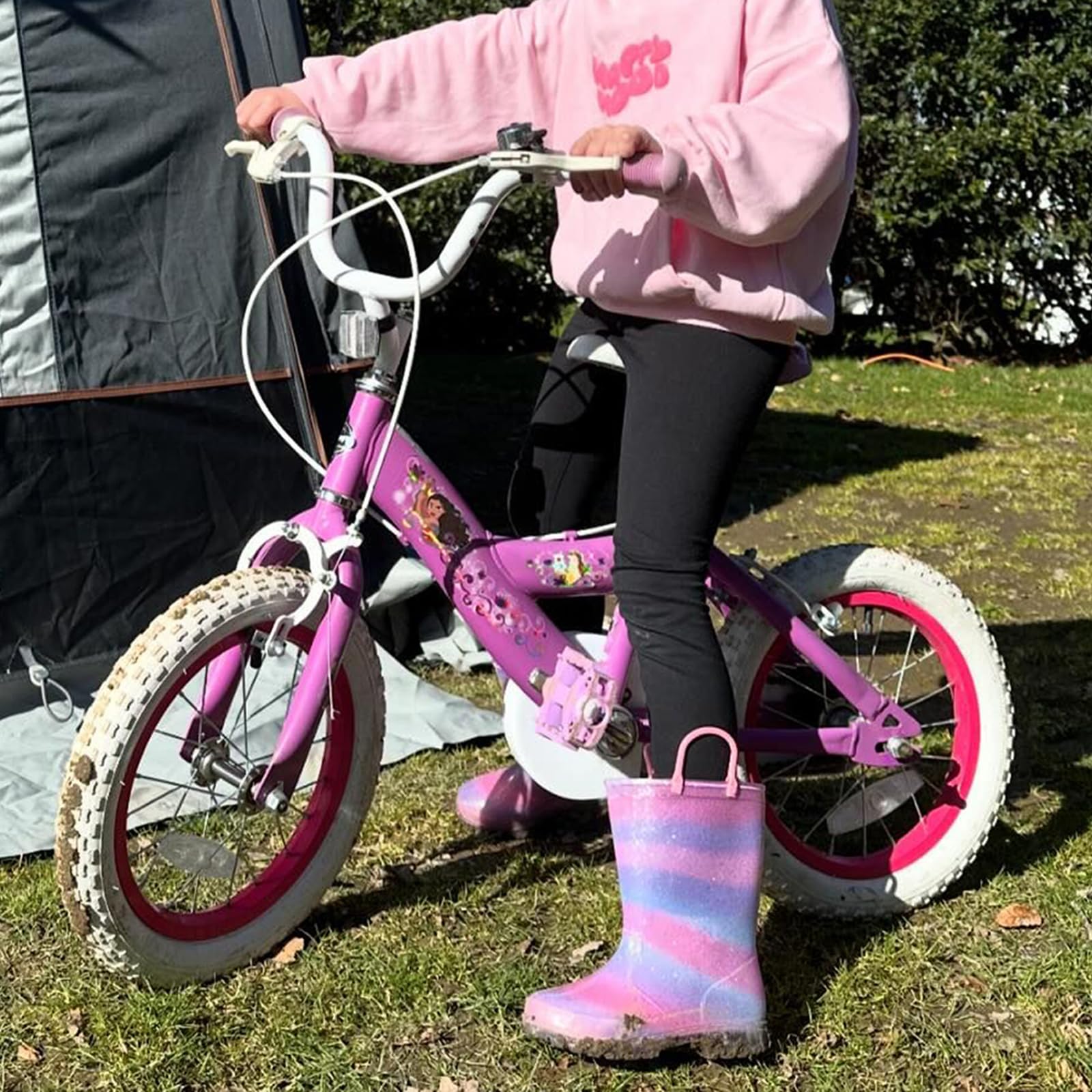 FUNCOO PLUS Botas de lluvia para niños y niñas, botas impermeables iluminadas
