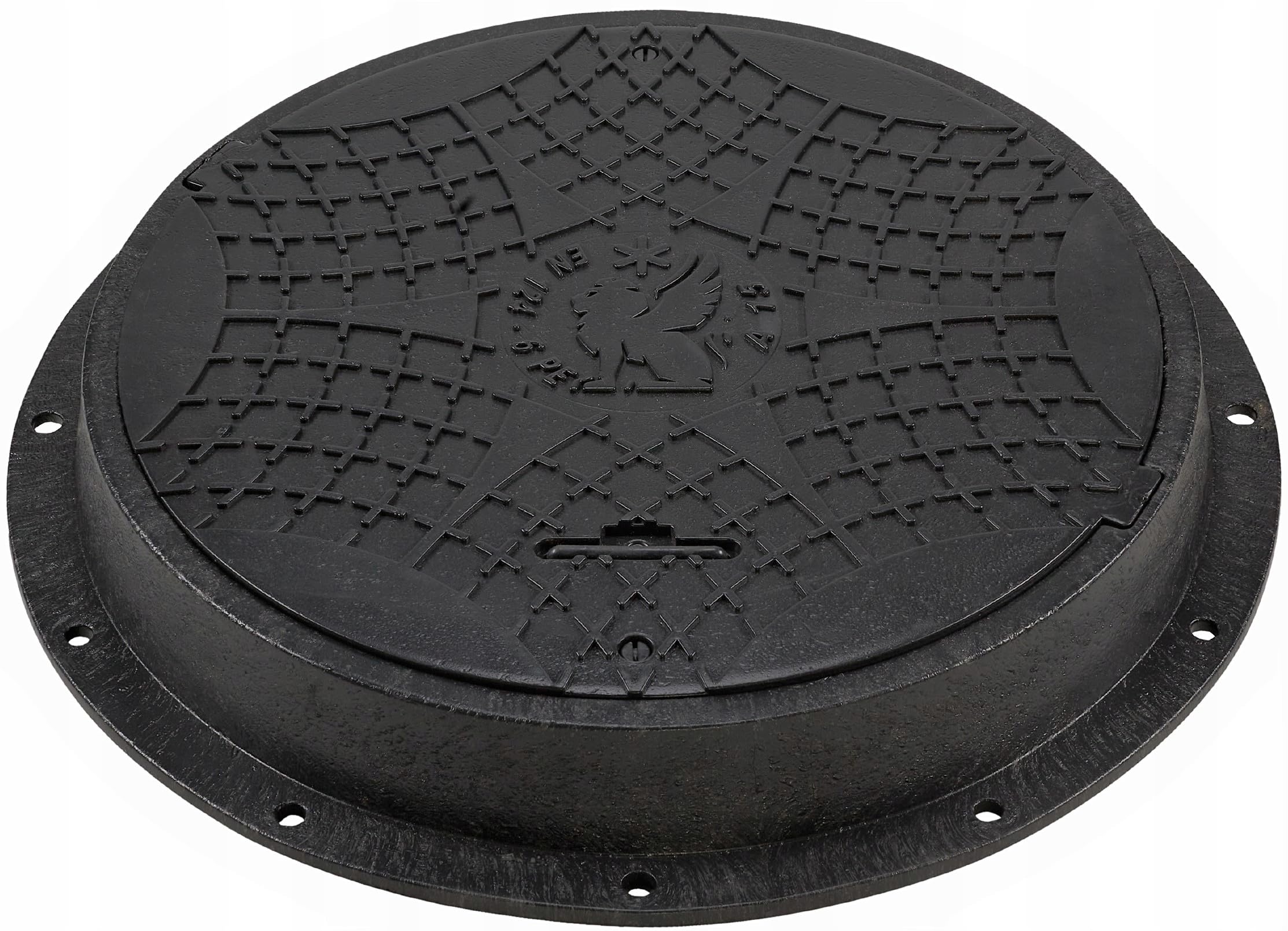BABYLONPLAST Pokrywa zbiornika tylnego DN600/800 A15 Pokrywa zbiornika tylnego Ø600/800 mm, nośność do 15 kN, z systemem bezpieczeństwa, odporna na mróz i warunki atmosferyczne (czarna)