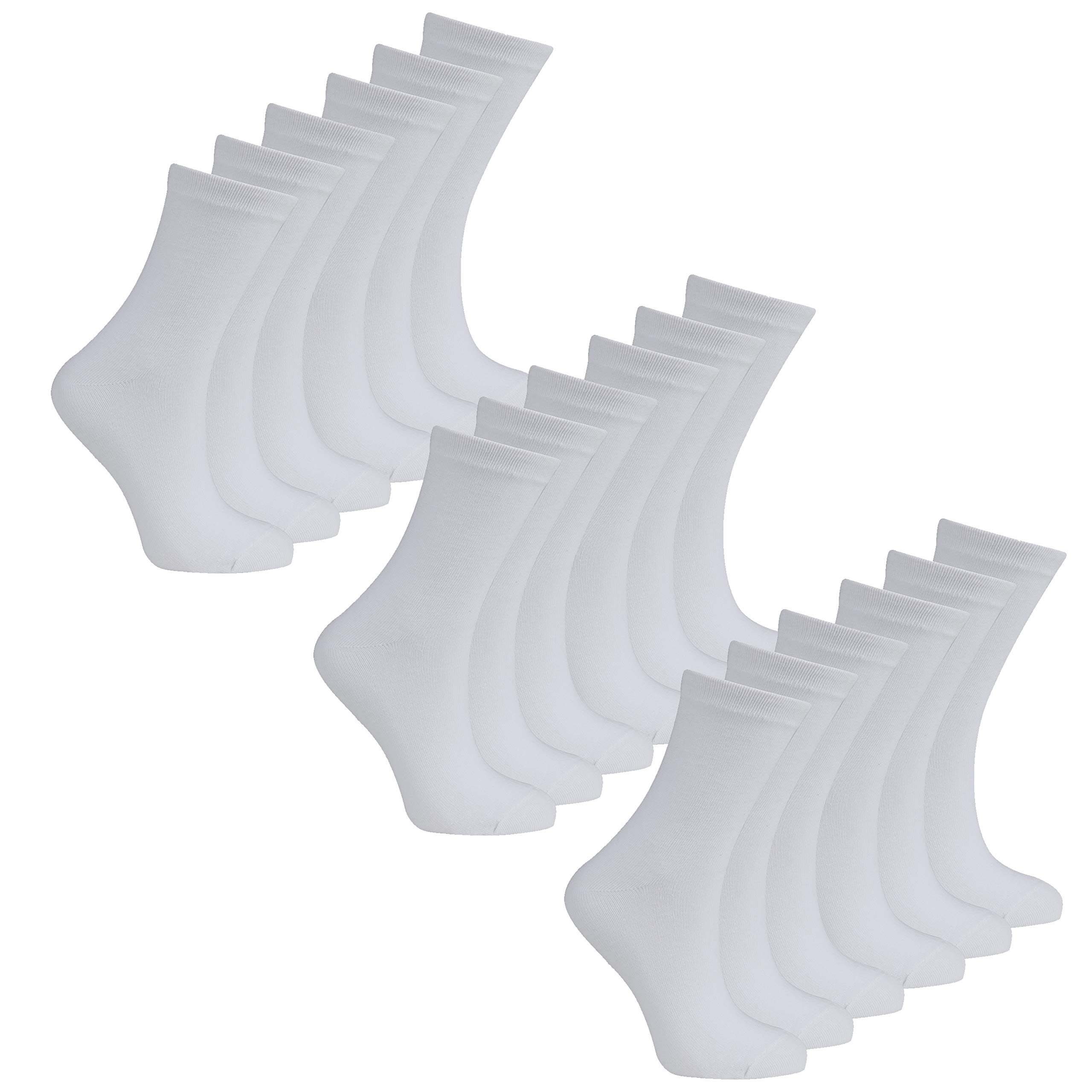 Metzuyan Boys White - 9 Pairs Kids Infant Teens Cotton Rich Back To School Short Ankle Socks 9 Pairs White 12.5-3.5