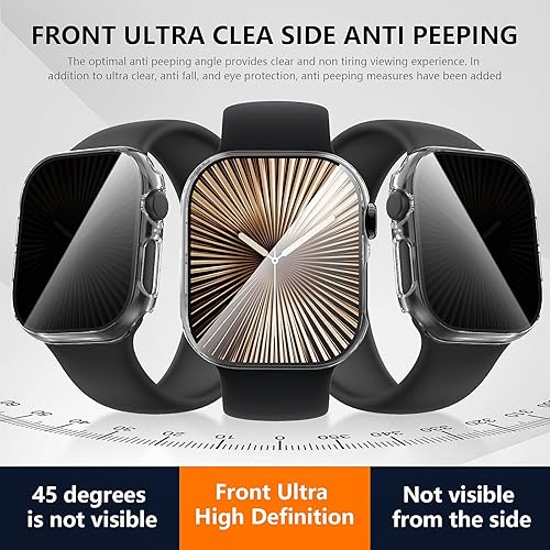 Vista 13 de Suoman Paquete de 3 fundas protectoras de pantalla de privacidad para Apple Watch Ultra 3/2/1 de 1.929 in (antimiradas), funda de vidrio templado