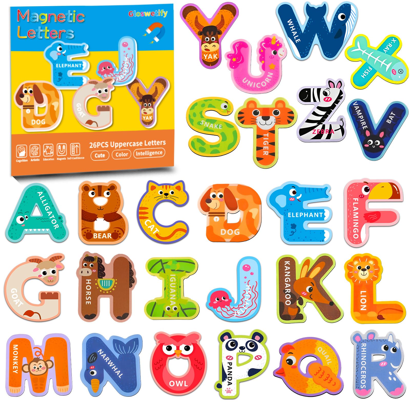Magnetic Alphabet Letters for Kids, Educational Learning Toys, Fridge Magnets for Toddlers 3+ (Uppercase Letters)
