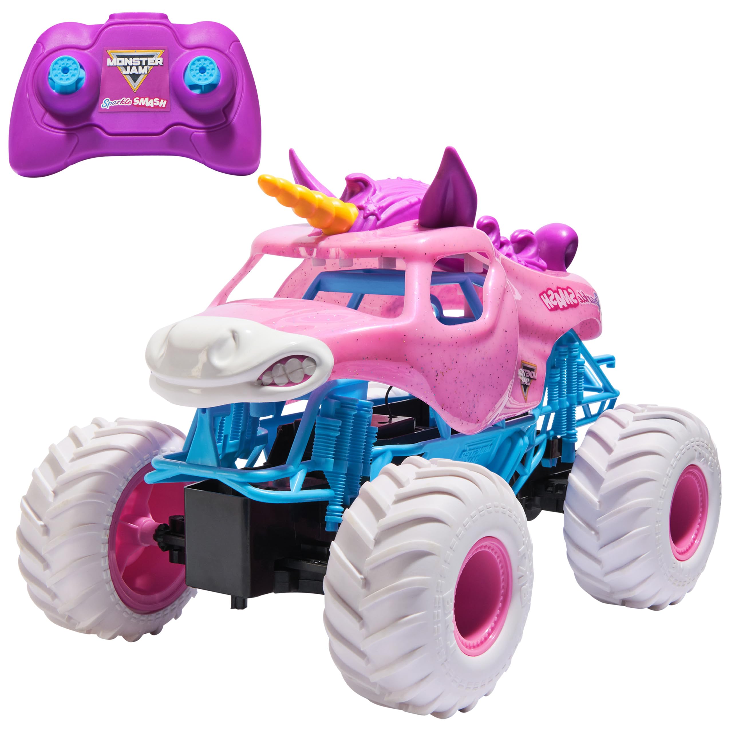 Monster Jam, Sparkle Smash – Véhicule télécommandé officiel pour intérieur et extérieur, échelle 1:​15, 2,​4 GHz, jouets pour garçons et filles à partir de 4 ans